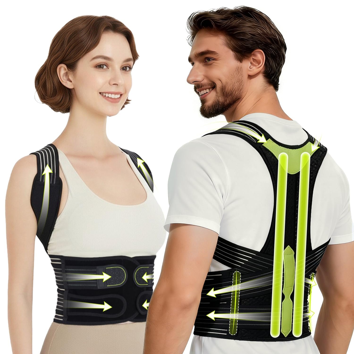 Posture Corrector for Women and Men, Adjustable Full Back Brace Support