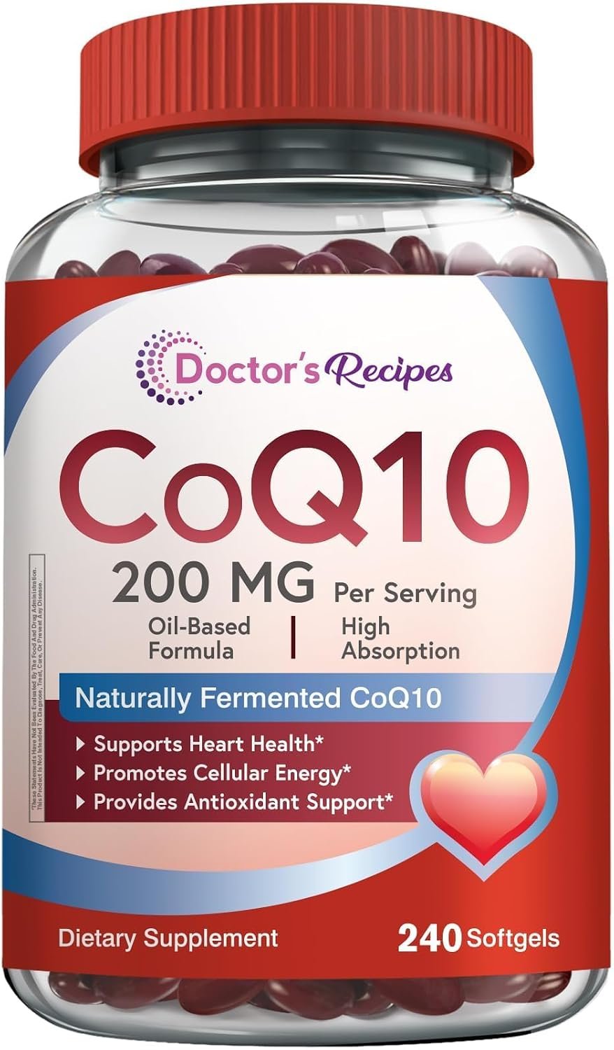 Doctor’s Recipes CoQ10 200mg Per Serving, High Absorption with Olive Oil