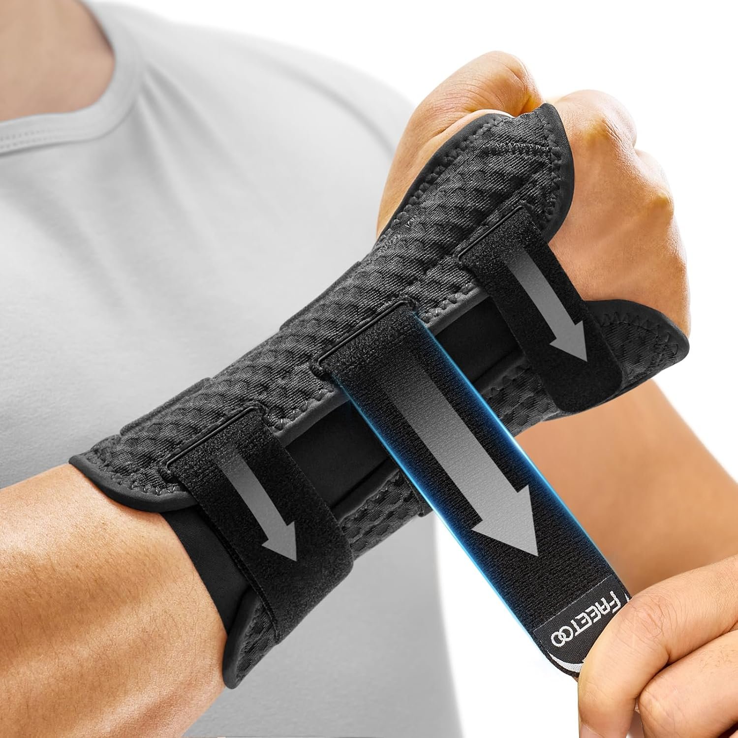 FREETOO Reversible Carpal Tunnel Wrist Brace Night Support Left Right Hand