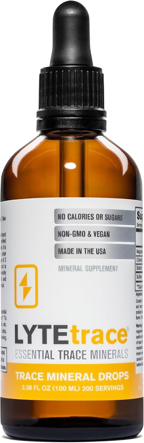 LyteLine Trace Mineral Drops 100ml x 200 Servings – Max-Absorption Ionic Natural Low Sodium Trace Minerals Concentrate to Balance the Body’s pH – Non-GMO, Vegan, Kosher, and Keto Friendly