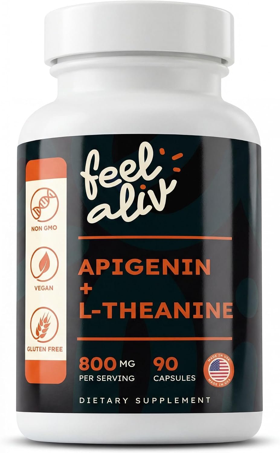 Apigenin 200mg with L-Theanine 600mg | High-Strength Evening Formula | 90 Vegan Capsules | Clean Label | Unflavored | 45-Day Supply