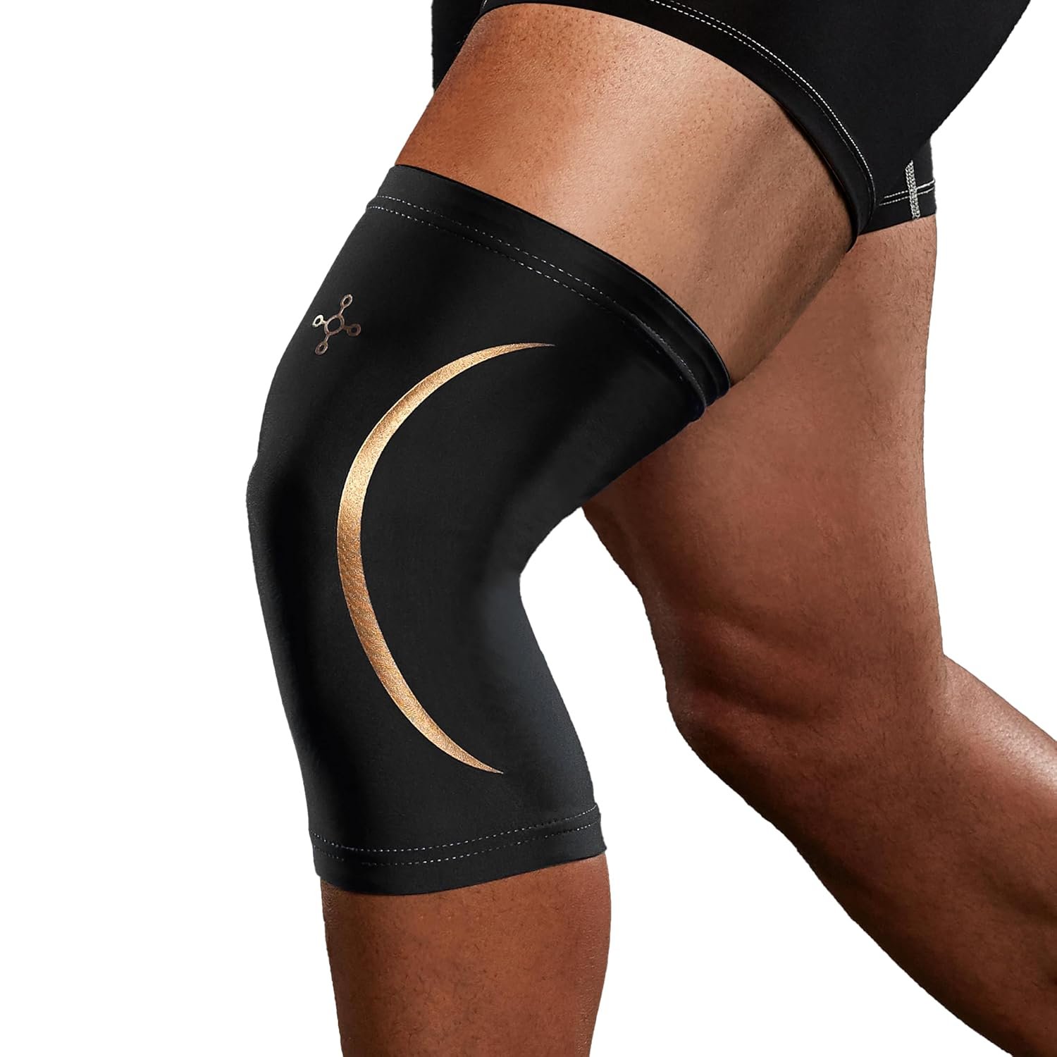 Tommie Copper Knee Compression Sleeve, 15-20 mmHg, Copper (Black L/XL)