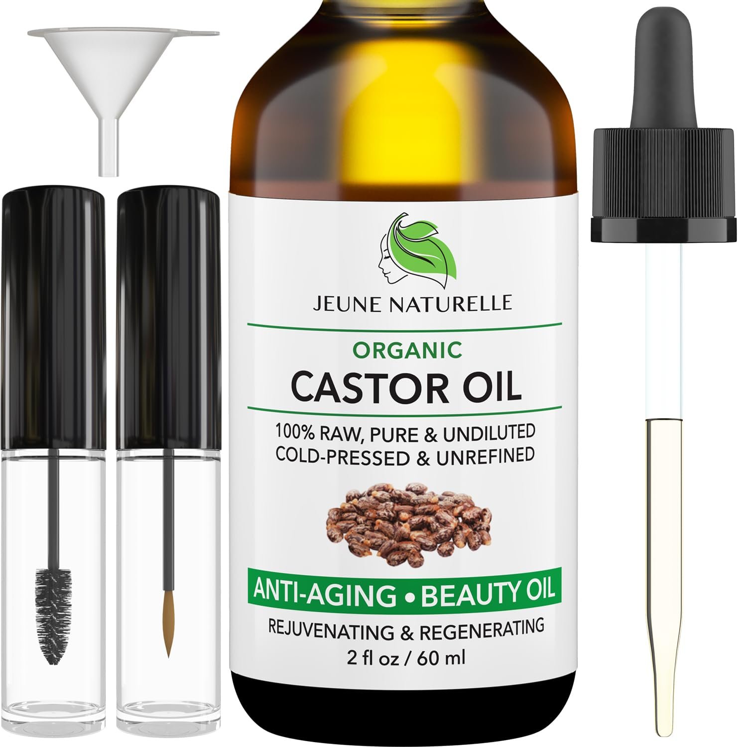Castor Oil Organic, Cold Pressed, 100% Pure, Raw, Hexane Free,Multi-purpose