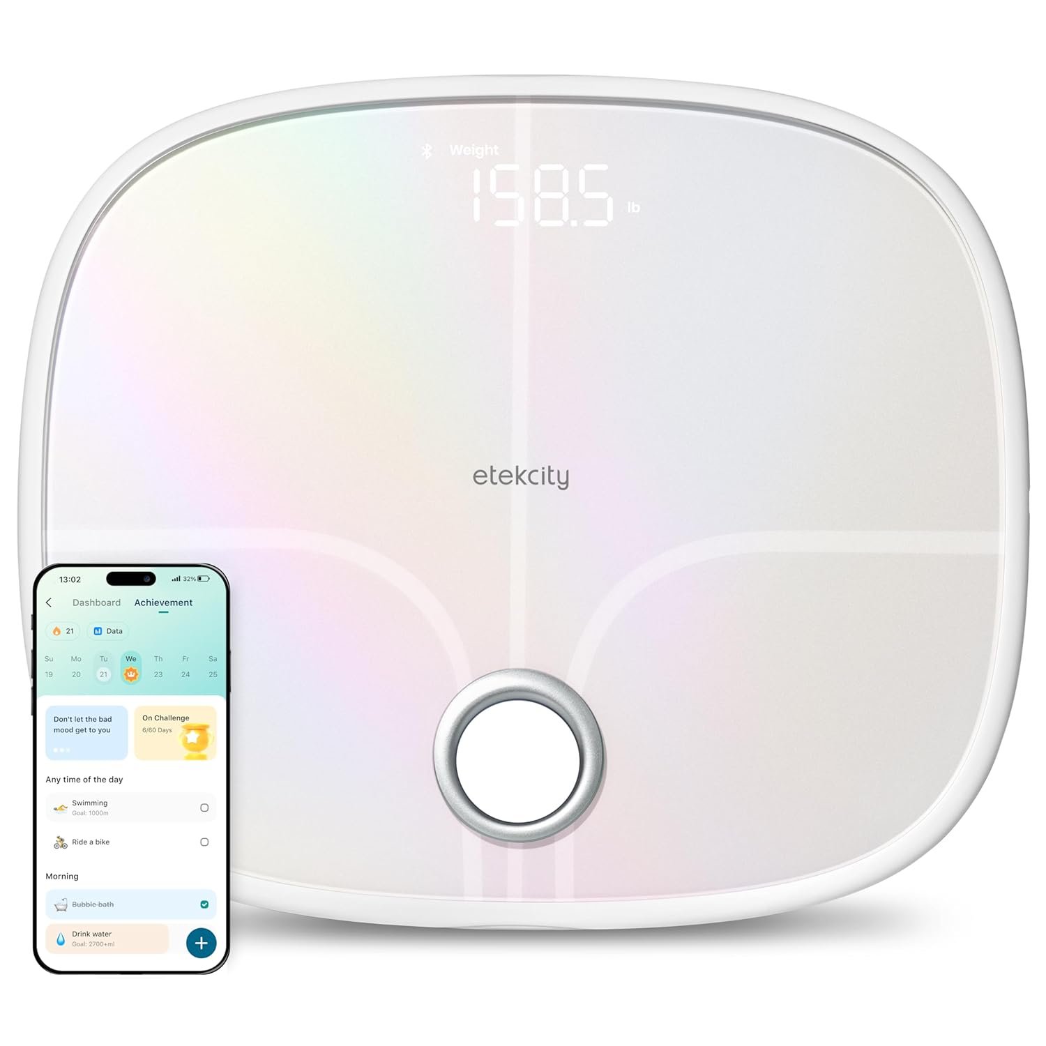 Etekcity Rechargeable Smart Scale for Body Weight, FSA Eligible, White