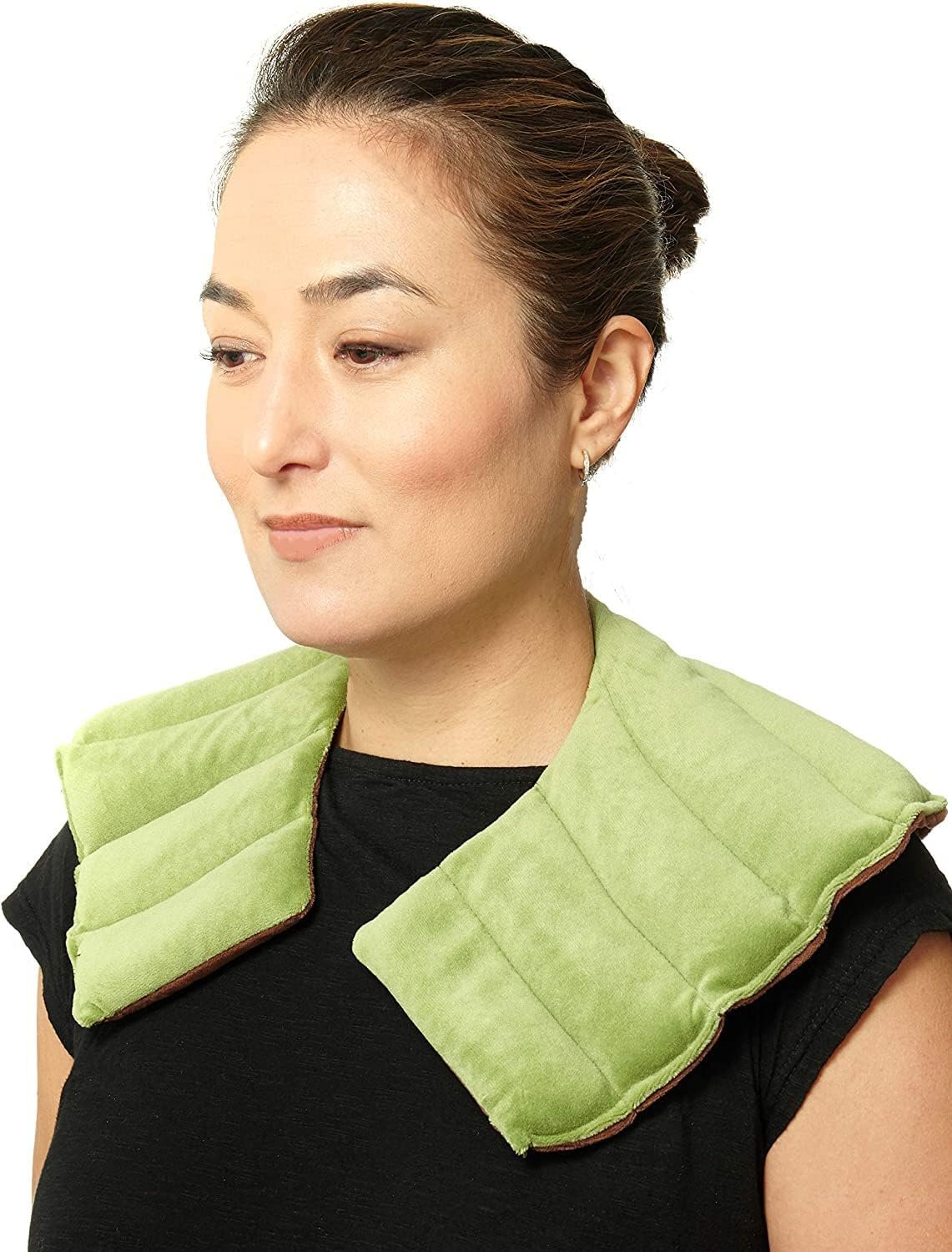 DreamTime Spa Comforts Microwaveable Hot or Cold Neck Shoulder Wrap with Aromatherapy, Lavender and Peppermint Herbal Stress Relief, Green/Brown, Blue Affirmations Print