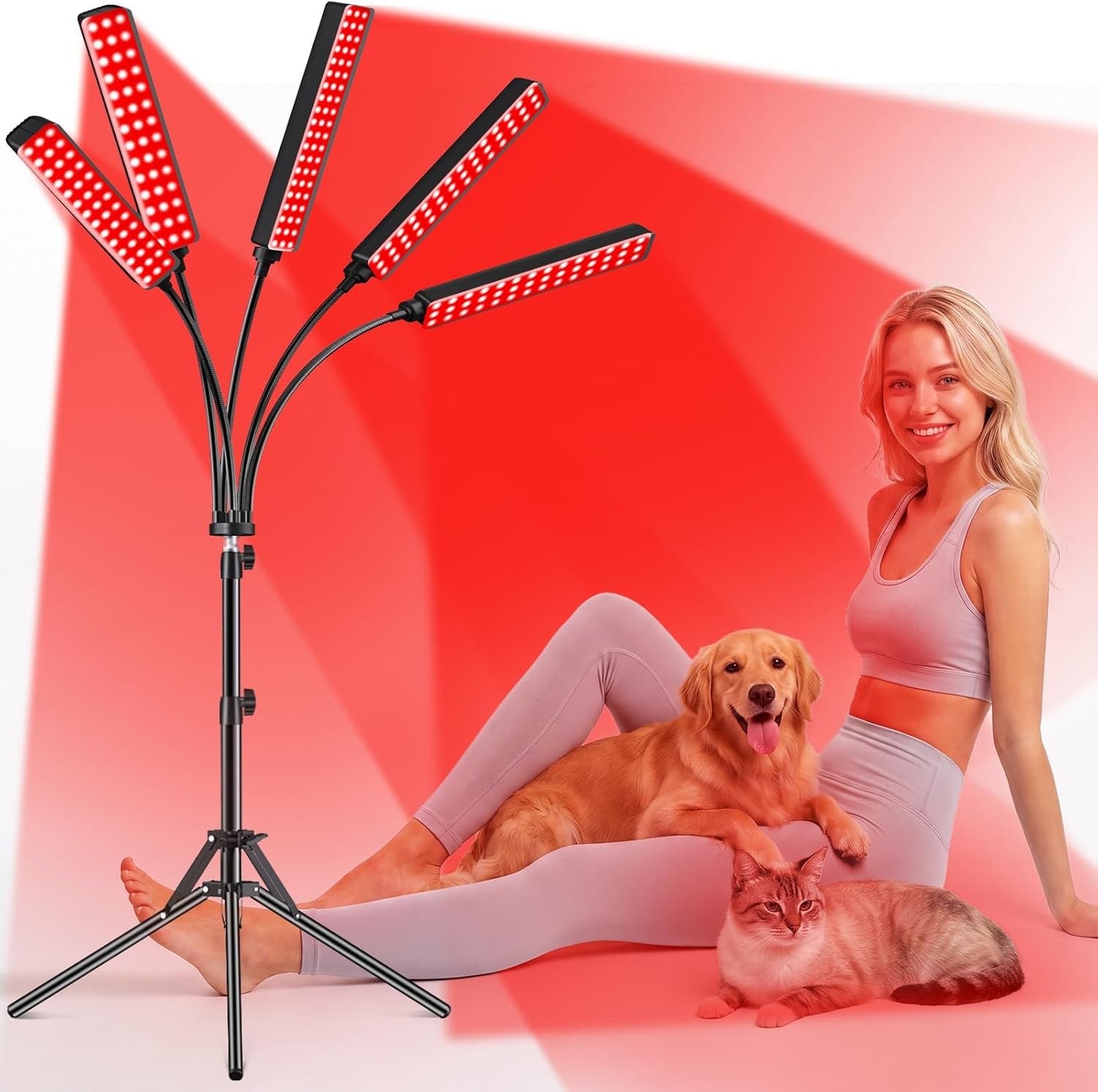 Red Light for Face and Body, Infrared Light Therapy Lamp with Stand Led 660nm Red Light-Therapy& 850nm Infrared Light Device