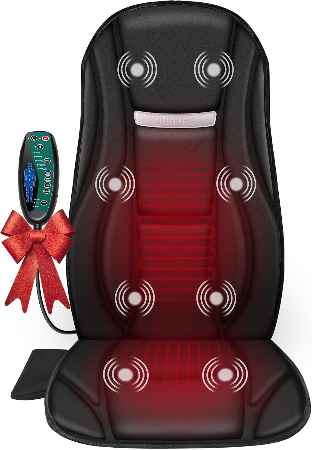 Snailax Vibration Back Massager with Heat, 8 Motors Massage Chair Pad