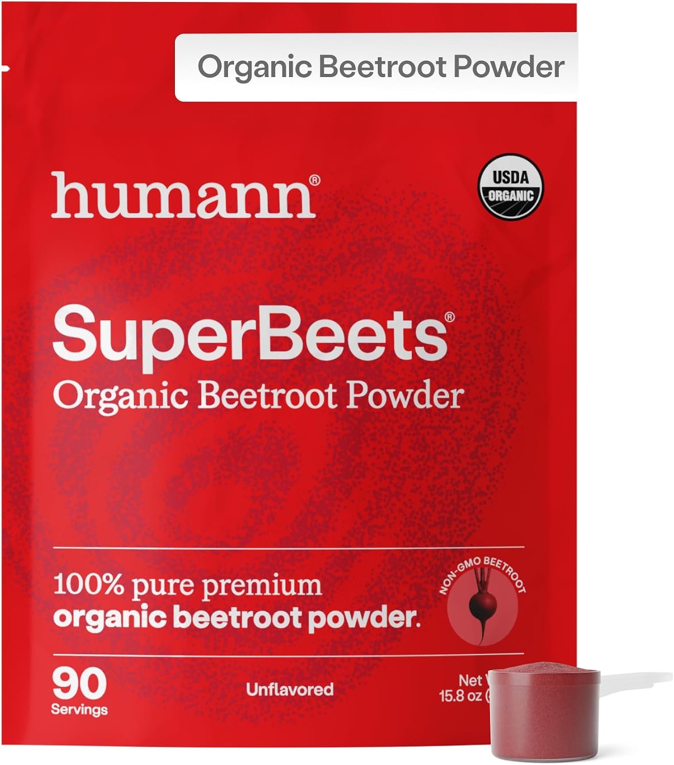 HumanN SuperBeets USDA Organic Beet Root Powder, Unflavored, 90 Servings