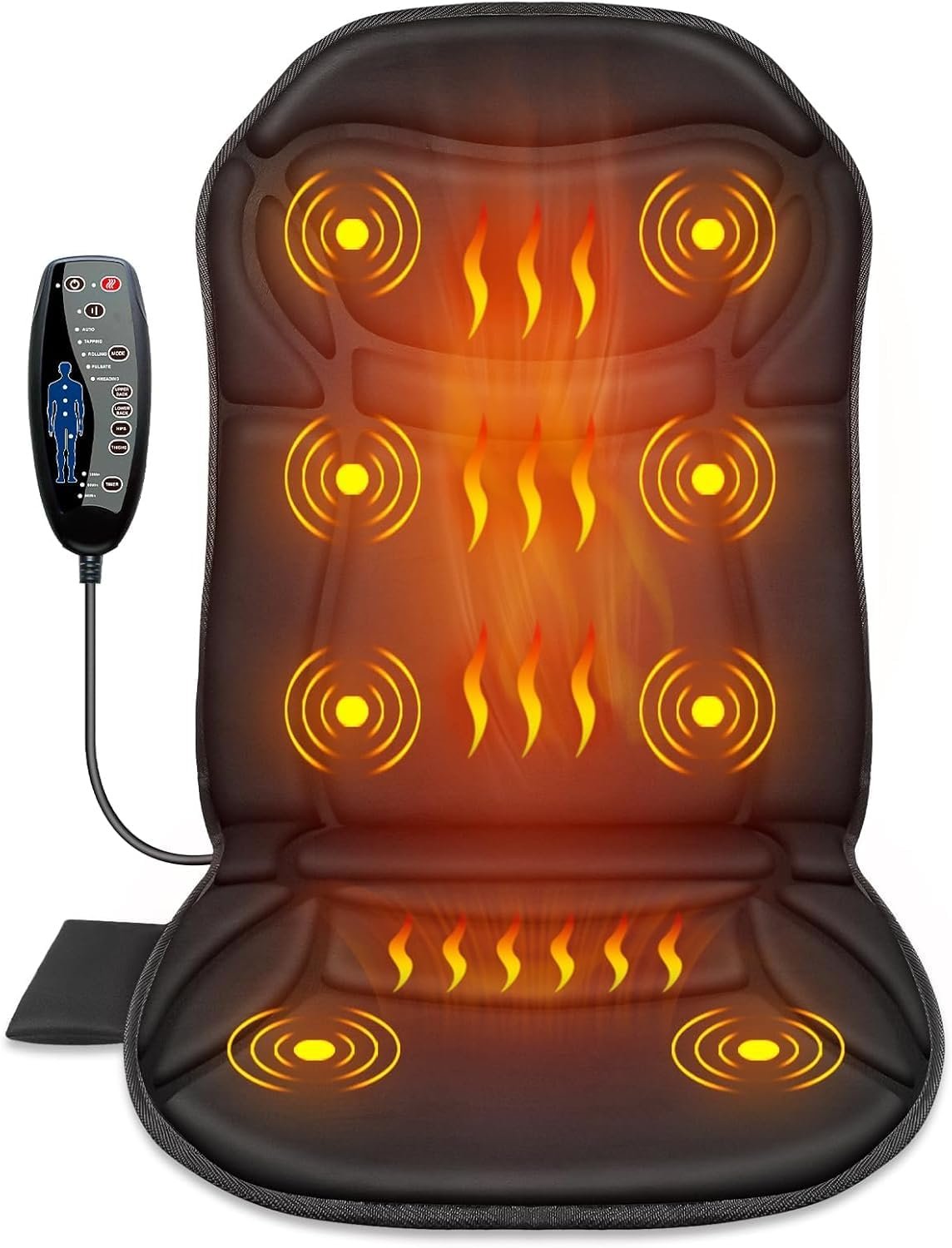 Back Massager Chair Pad, Back Massager with Heat, 5 Vibration Modes & 2 Heat Levels Massage Seat Cushion, Electric Massage Pad for Back Pain Relief, Birthday Gifts for Men Husband Dad Mom Women