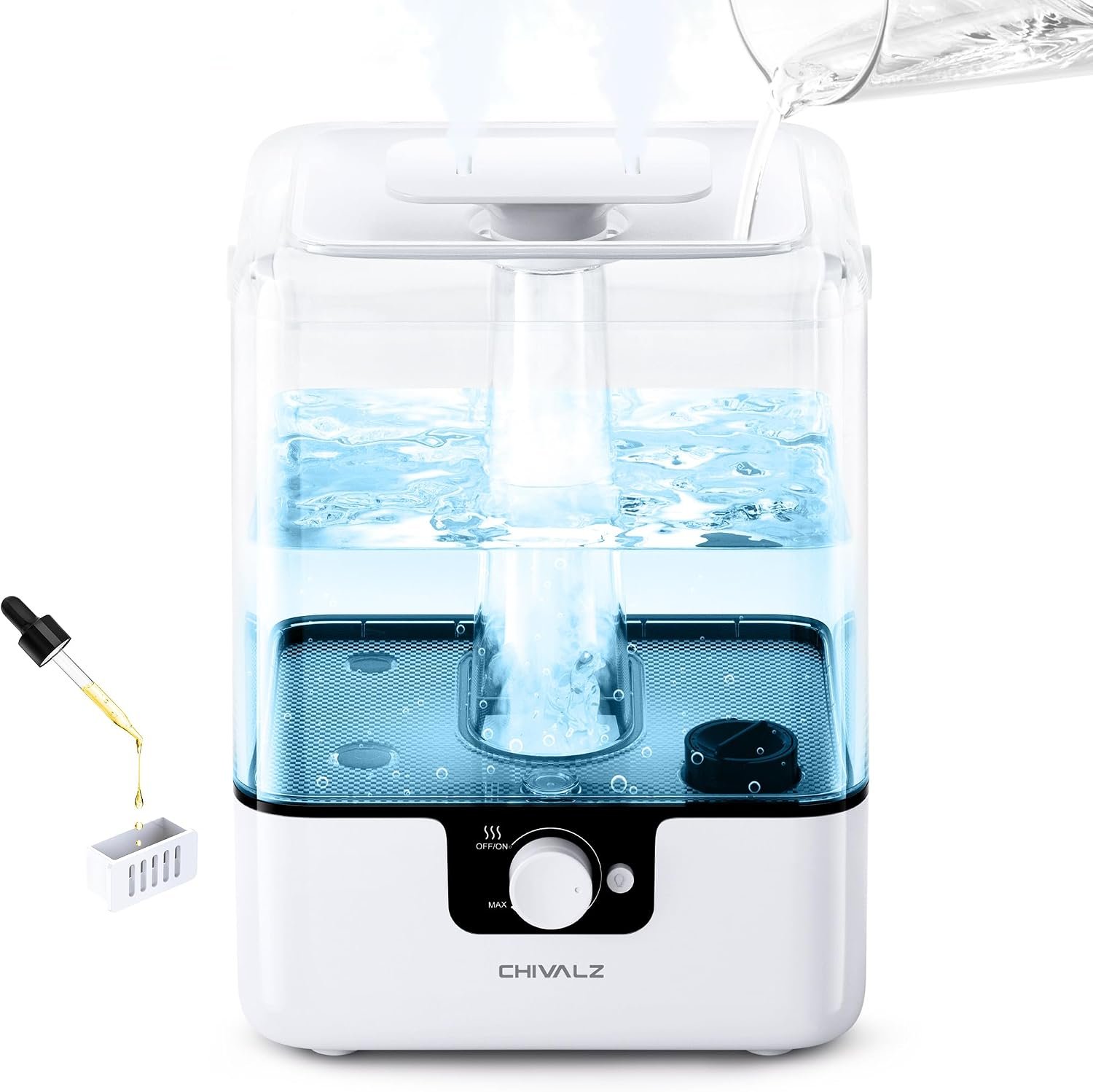 CHIVALZ 6L Humidifiers for Bedroom, Cool Mist, 26dB, 50H Runtime, White