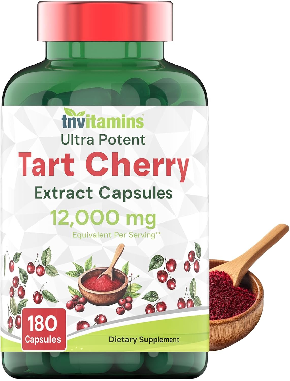 Tart Cherry Capsules 400 mg of 30:1 Extract Per Serving – 180 Count | Ultra-Potent Tart Cherry Extract Capsules | Joint, Sleep, & Recovery Support* | High in Antioxidants | Non-GMO | Made in the USA!