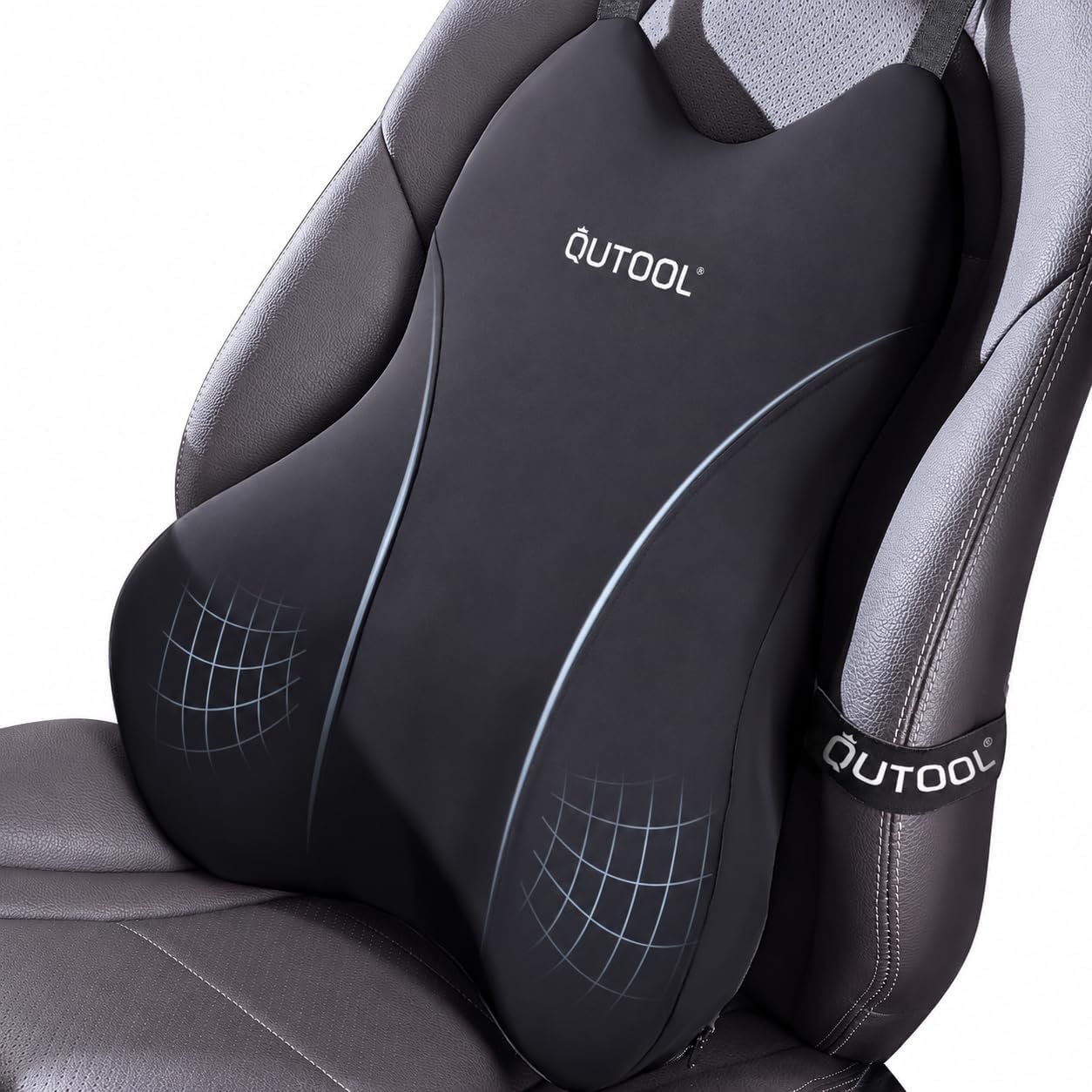 Patented Lumbar Support Pillow for Car, Truck Accessories Travel Essentials, Memory Foam Back Cushion for Driving Seat, Back Pain Relief,Washable Cover, Lower Back Support Fits Most Cars(Black)