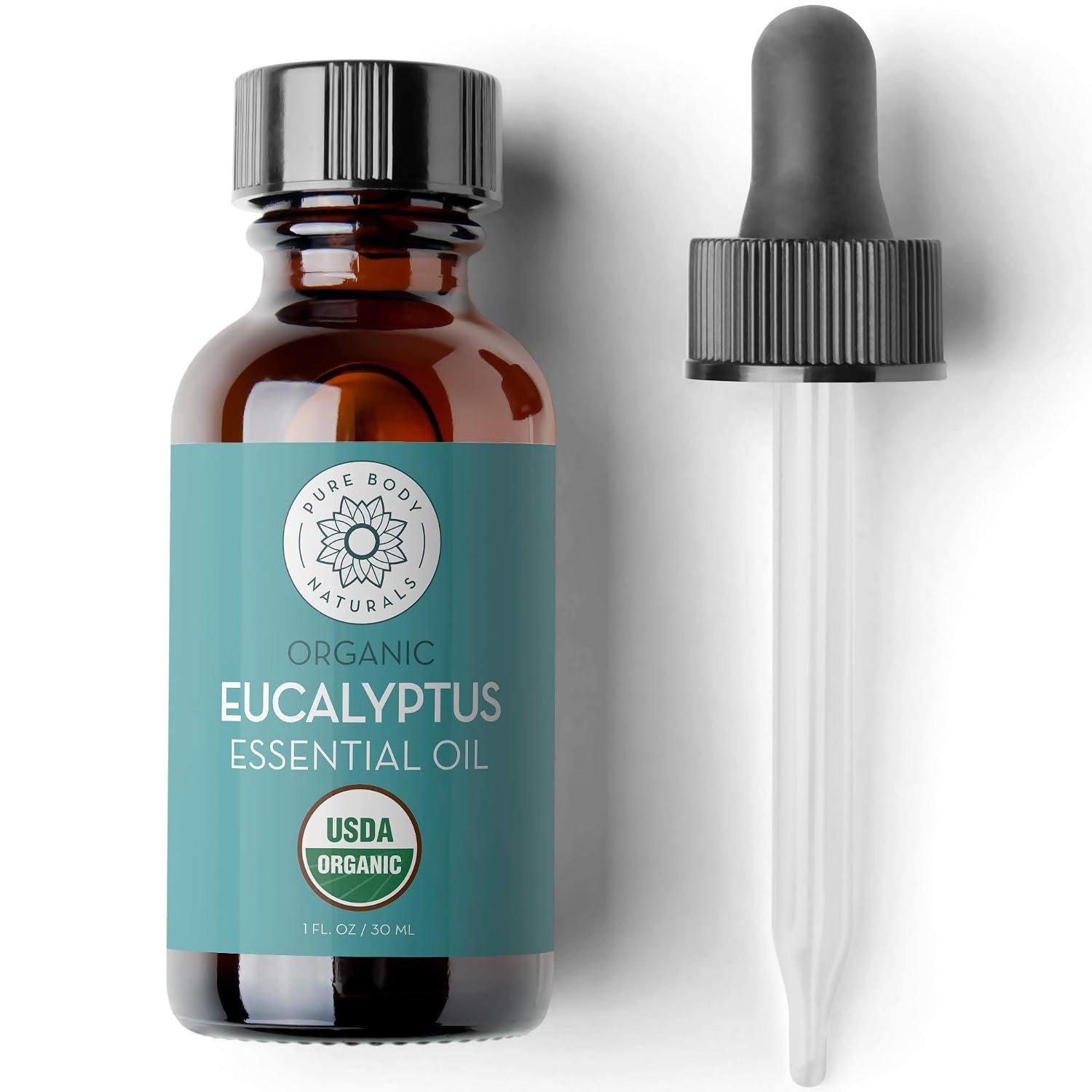 Pure Body Naturals Organic Eucalyptus Essential Oil, 1 fl oz – Pure and Undiluted Therapeutic Grade for Aromatherapy Diffuser, Skin, Hair