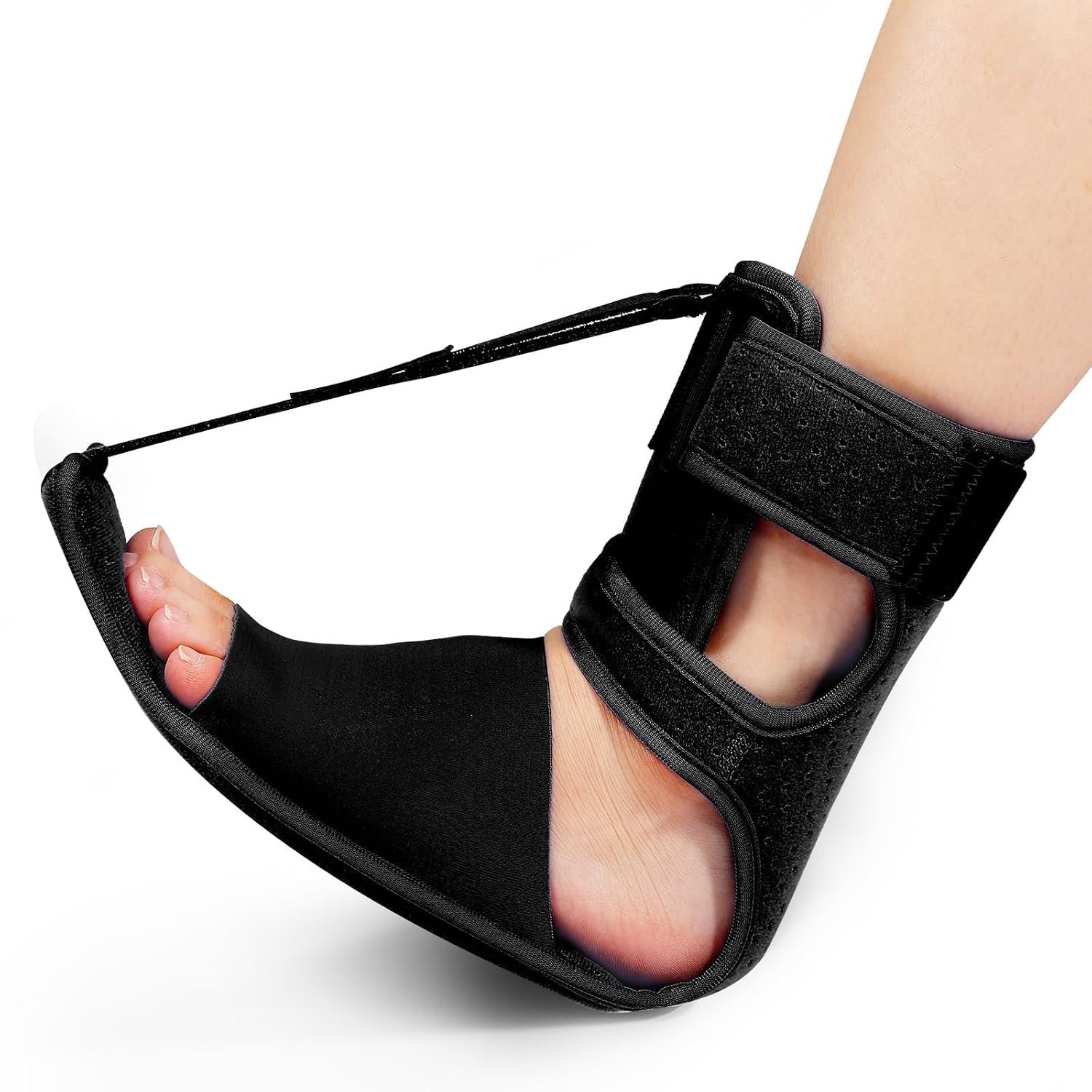 KTSAY Upgrade Plantar Fasciitis Night Splint & Relief Brace with Adjustable Straps – Support for Achilles Tendonitis, Heel Spur Pain, Day & Night Use (1, Black)