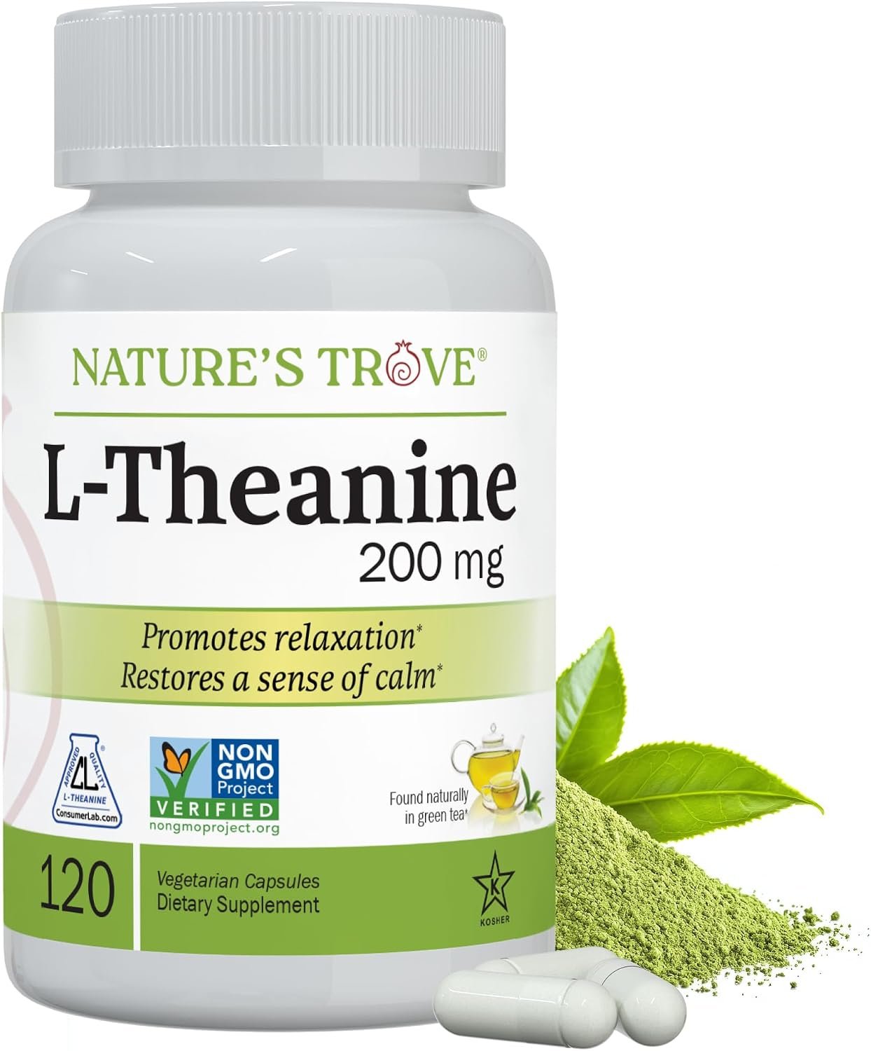 Nature’s Trove L-Theanine 200mg 120 Vegetarian Capsules