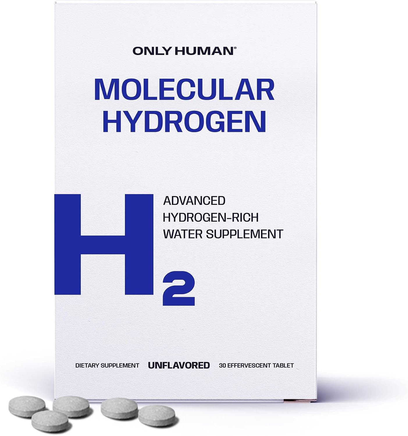 H2 Molecular Hydrogen Water Tablets with Magnesium | 12PPM Hydrogen Tablets for Drinking Water | Unflavored Dietary Supplement | Gluten, Sugar & Soy Free | Made in The USA | 30 Tabs | Only Human