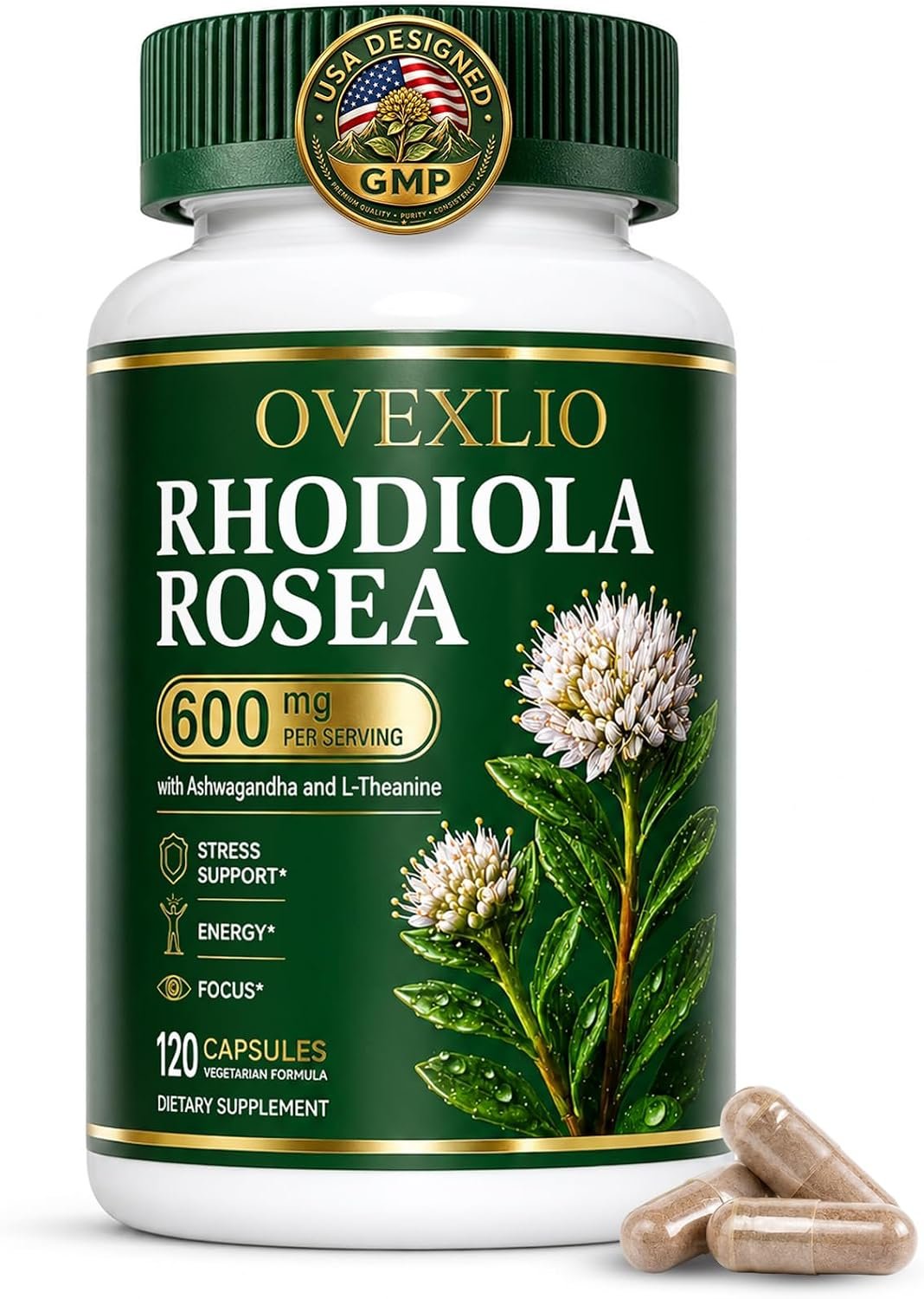 Rhodiola Rosea Supplement 600mg, 120 Capsules