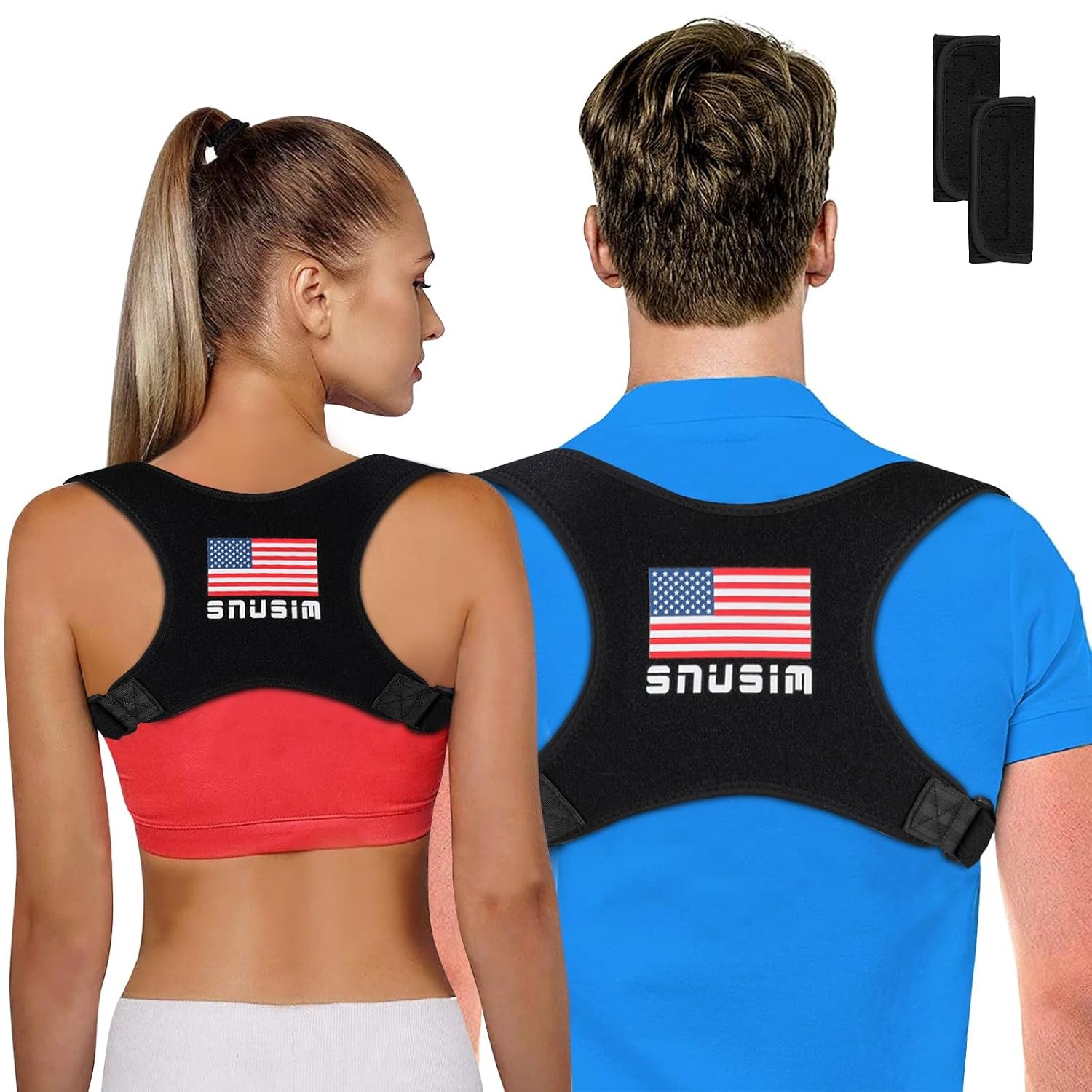 Posture Corrector Upper Back Brace Neck Shoulder Back Support Brace Pain Relief Belt for Women Men Braces Spine Straightener Breathable -Black
