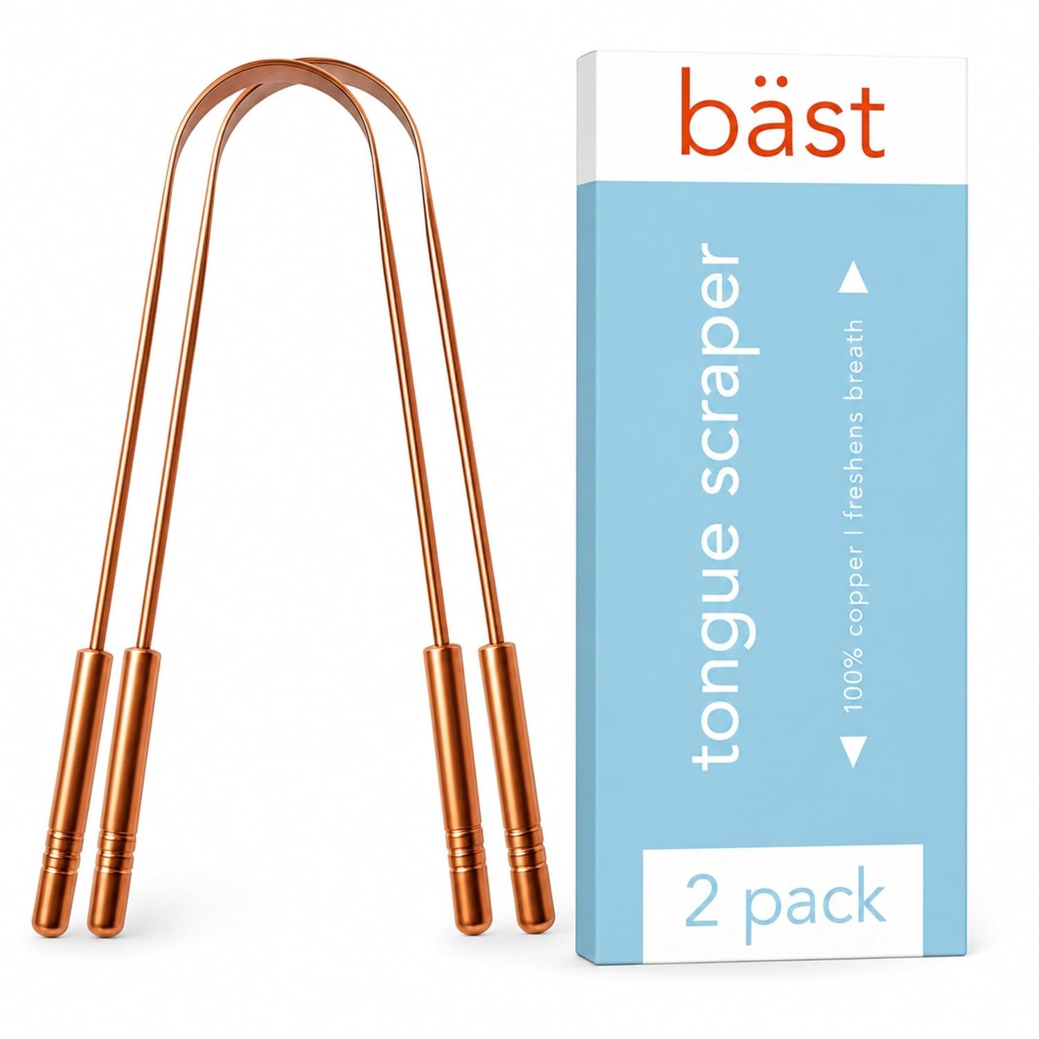 Tongue Scraper • 100% Copper (2 Pack) Premium Tongue Cleaner • Improve Oral Health • Ayurvedic Cleaning Tool