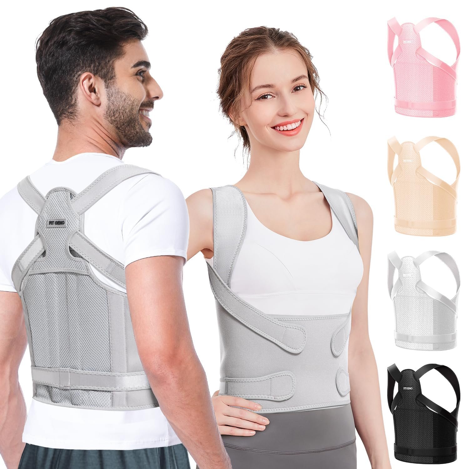Fit Geno Posture Corrector for Women & Men, Back Shoulder Support Brace