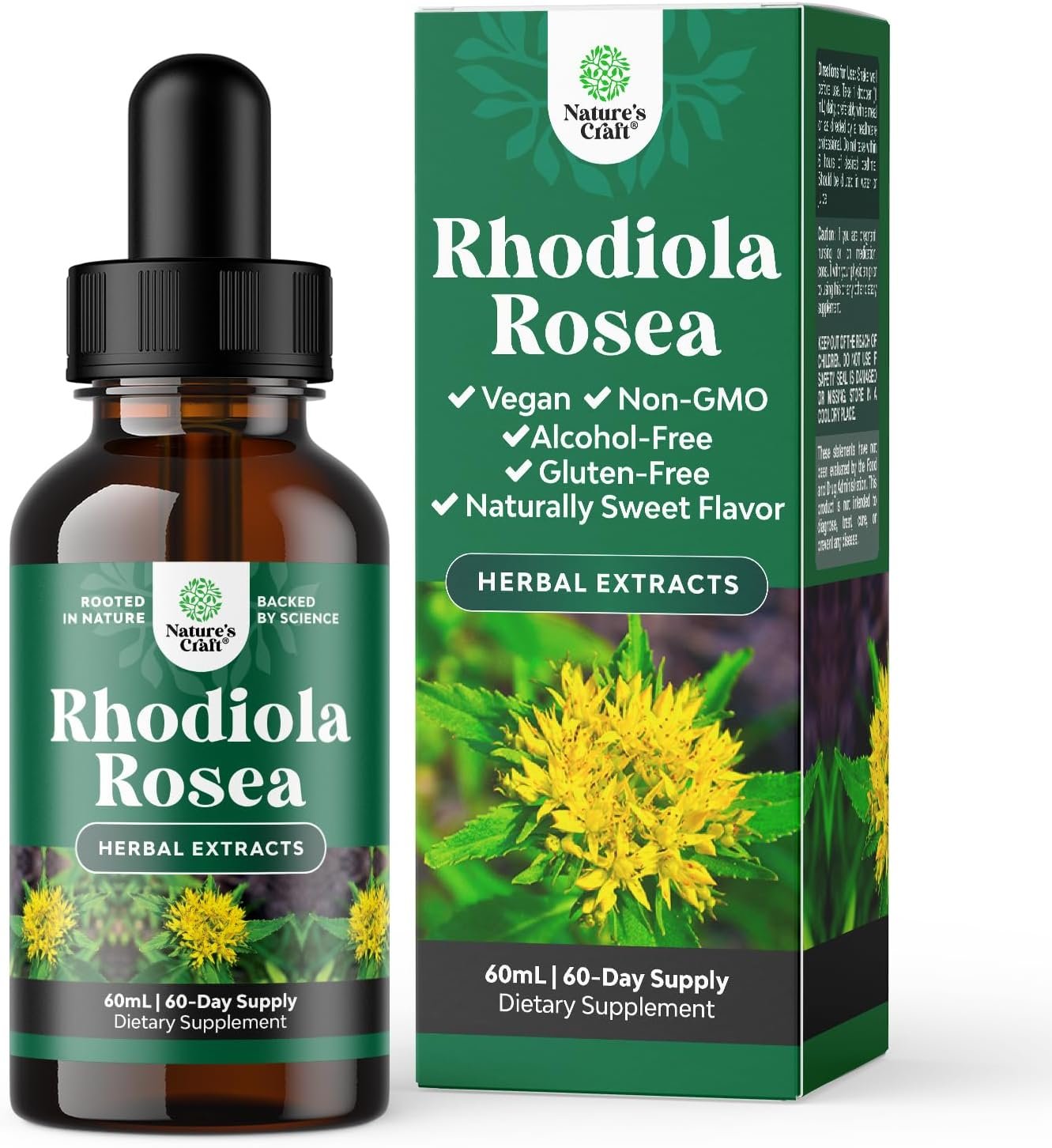 Rhodiola Rosea Herbal Liquid Drops Supplement, Extract Formula – 60 ml