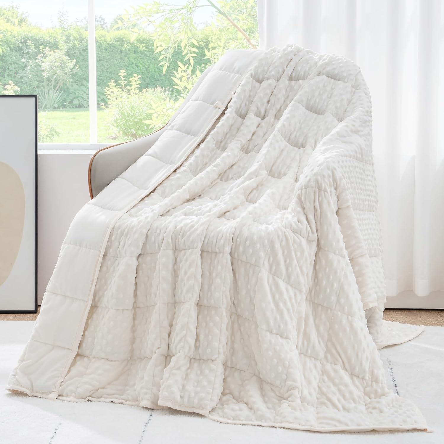 Cottonblue Weighted Blanket Queen Size 20lbs for Adults, 60×80 Cream White