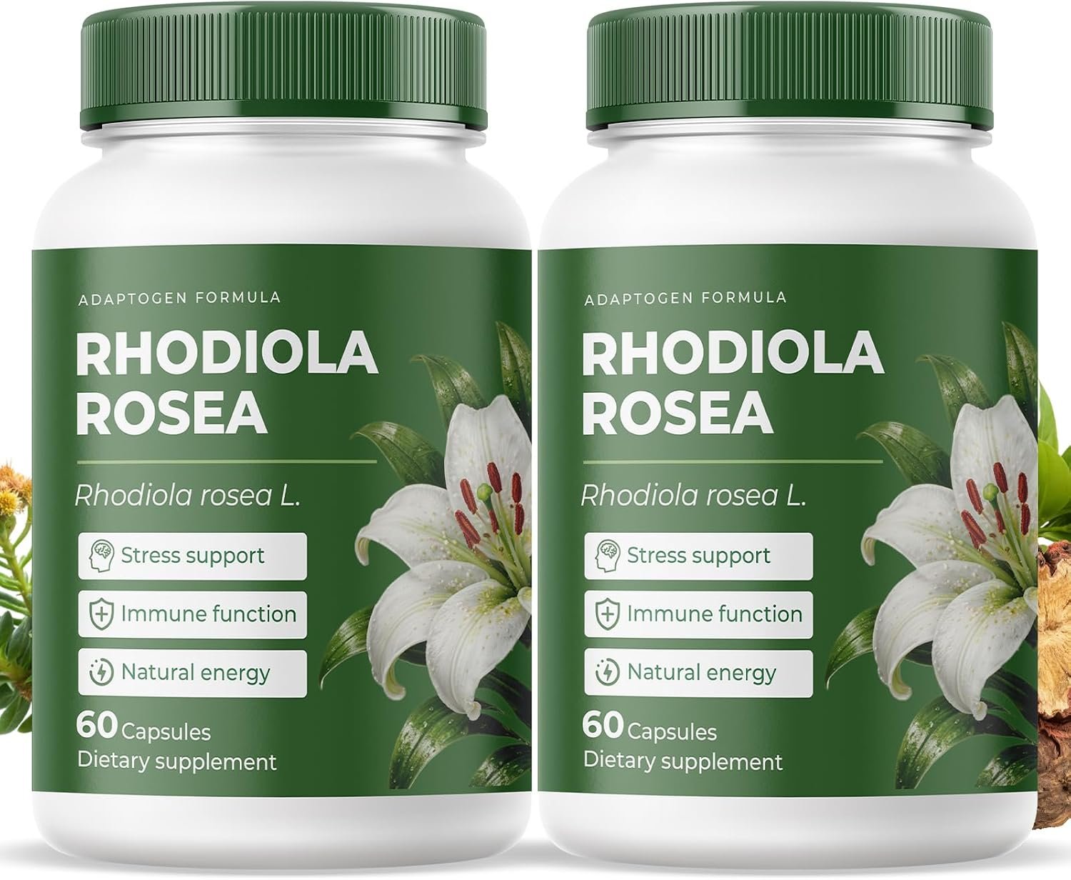 Rhodiola Rosea Organic Supplement, Herbal Blend for Stress Relief & Focus