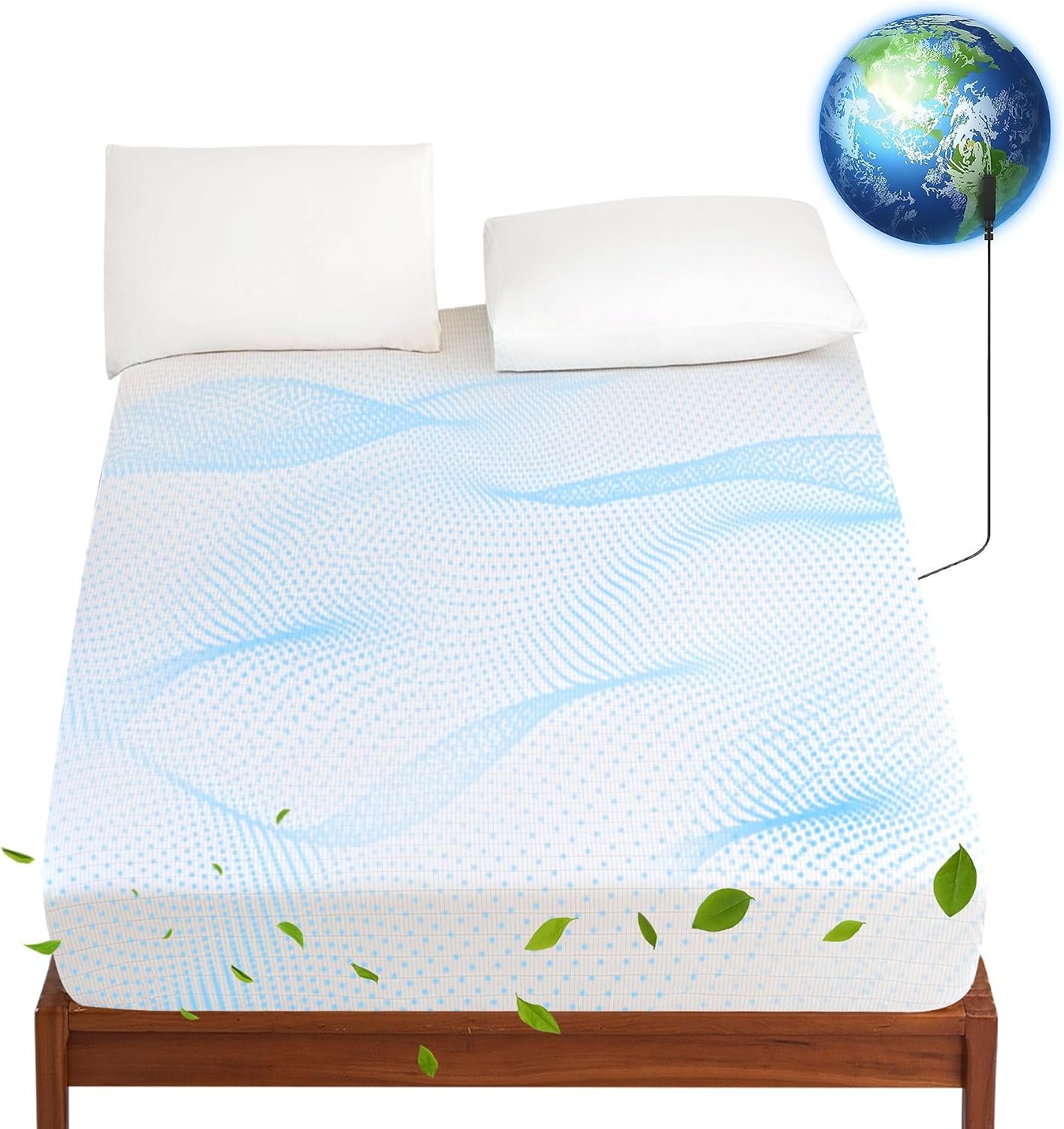 Levoo Grounding Sheets Queen 90% Organic Cotton + 10% Pure Silver Fitted Grounded Sheet for Healthy Sleep Therapy Earth Connected Bed Sheet with Long Grounding Cord (White 60″x 80″x 16″)