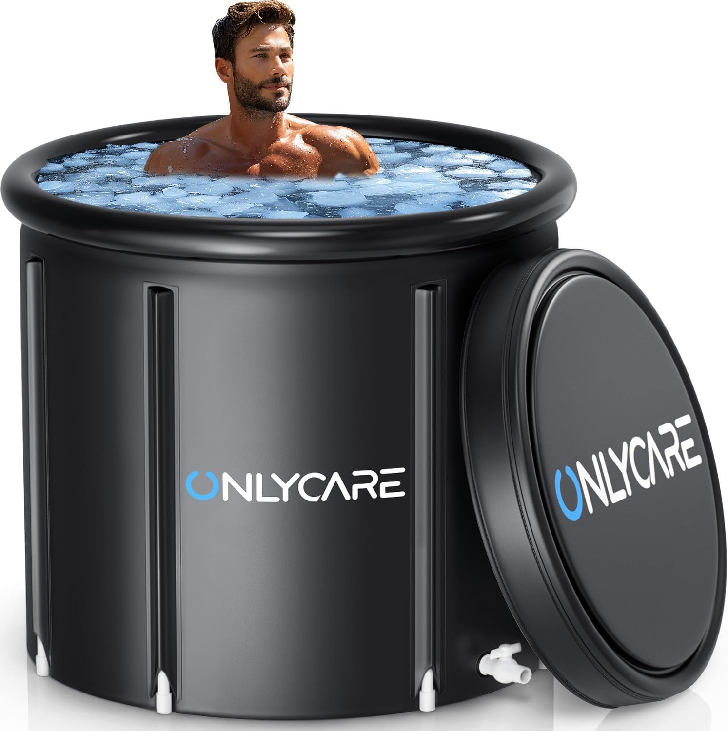 ONLYCARE Upgrade XXL 135 Gal Ice Bath Tub for Athletes – Cold Plunge Tub with Cover – Multiple Layered Cold Water Portable Ice Pod for Therapy Recovery at Home Outdoor Gym Use