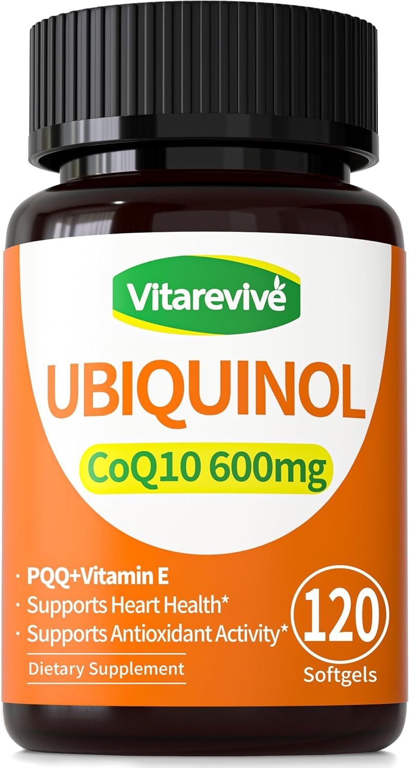 Ubiquinol CoQ10 Supplement 600mg per Serving, PQQ, 120 Softgels