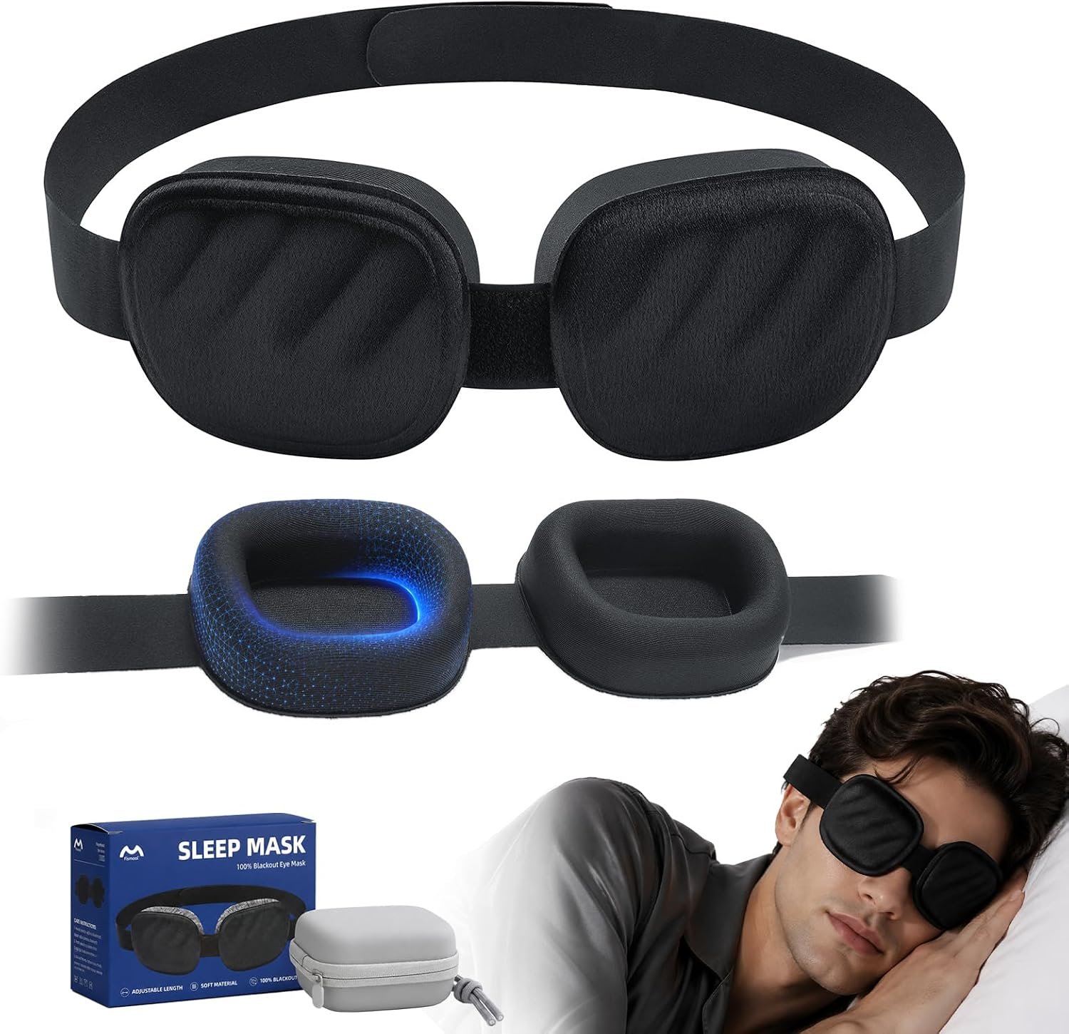 CLOZIA Sleep Mask for Men, 3D Blackout Eye Mask for Travel Sleeping
