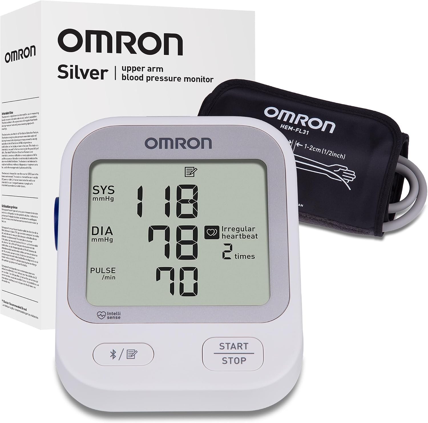 OMRON Silver Blood Pressure Monitor & Upper Arm Blood Pressure Cuff