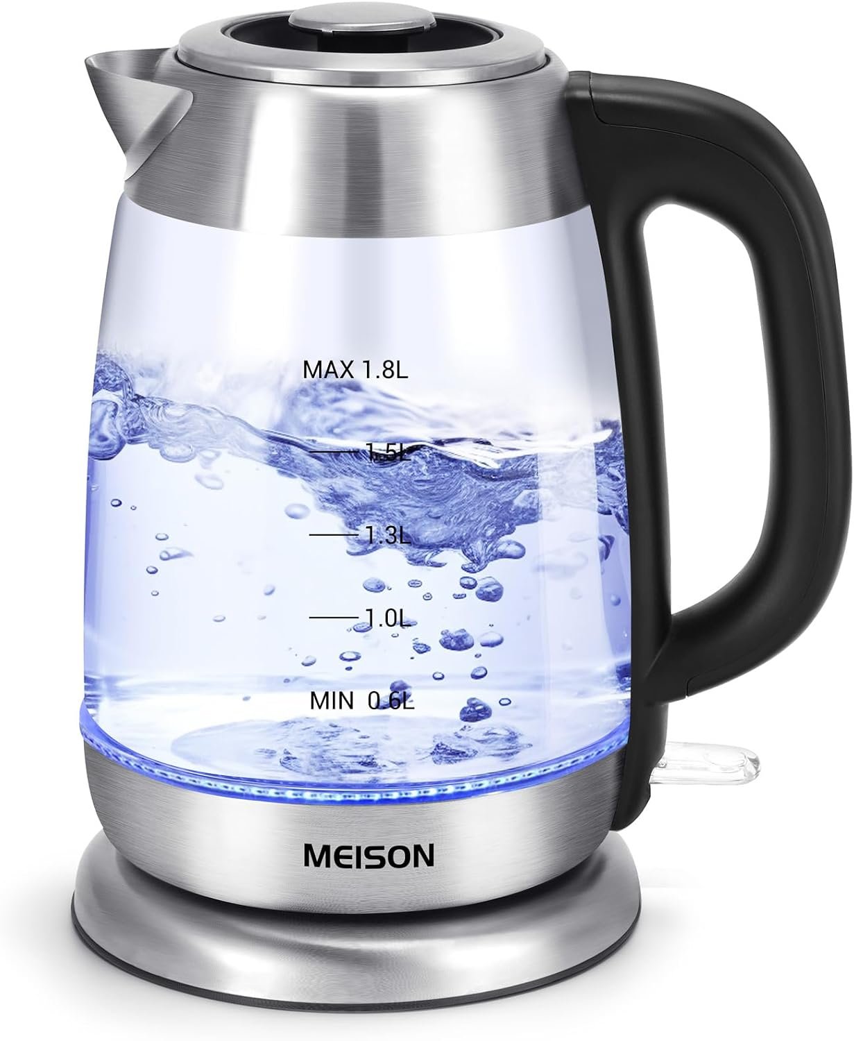 Electric Tea Kettles Glass for Boiling Water, Speed-Boil Electric Kettle,Hot Water Boiler Heater, Borosilicate Glass Teapot, Auto Shut-Off & Boil-Dry Protection, 1.8 Liter, 2 Year Warranty (glass)