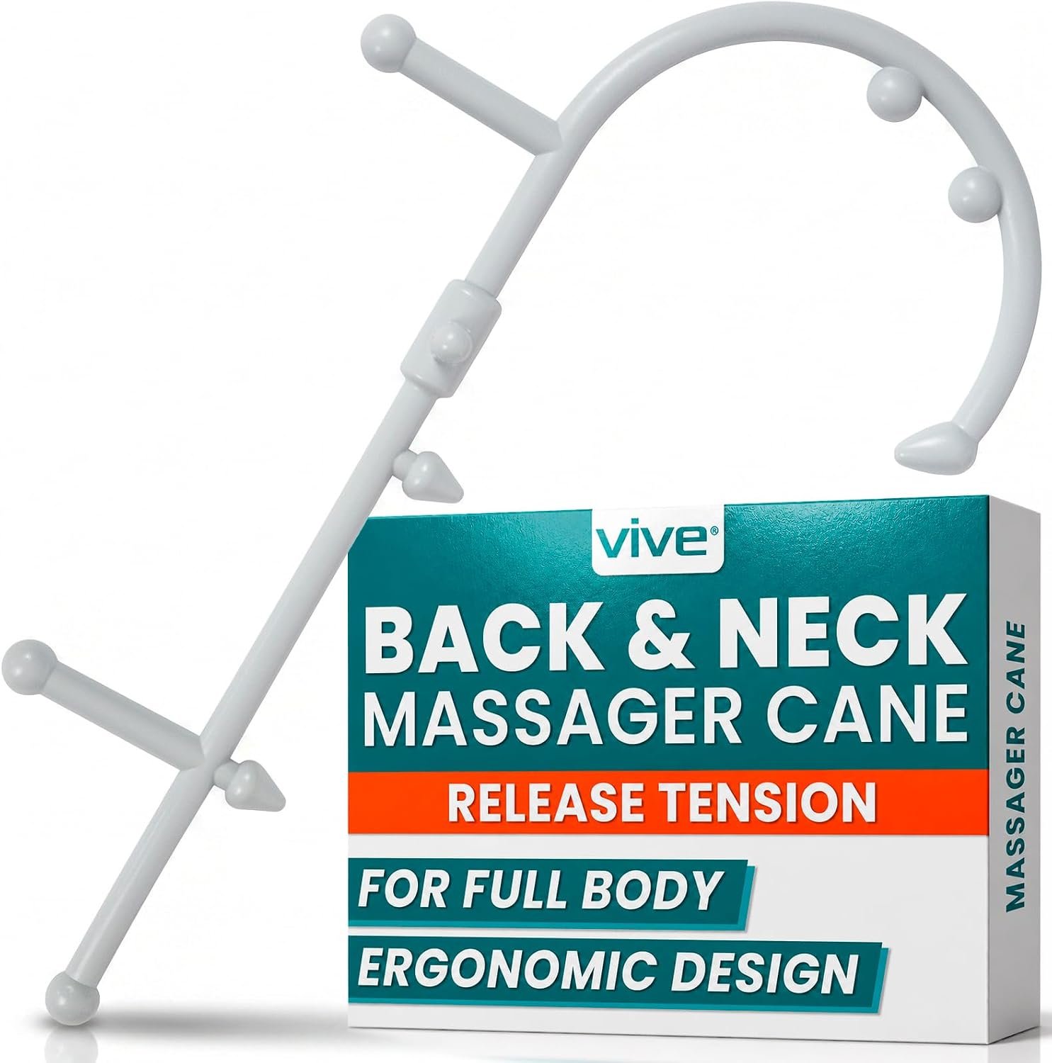 Vive Back and Neck Massager Cane – Trigger Point Massage Tools for Pain