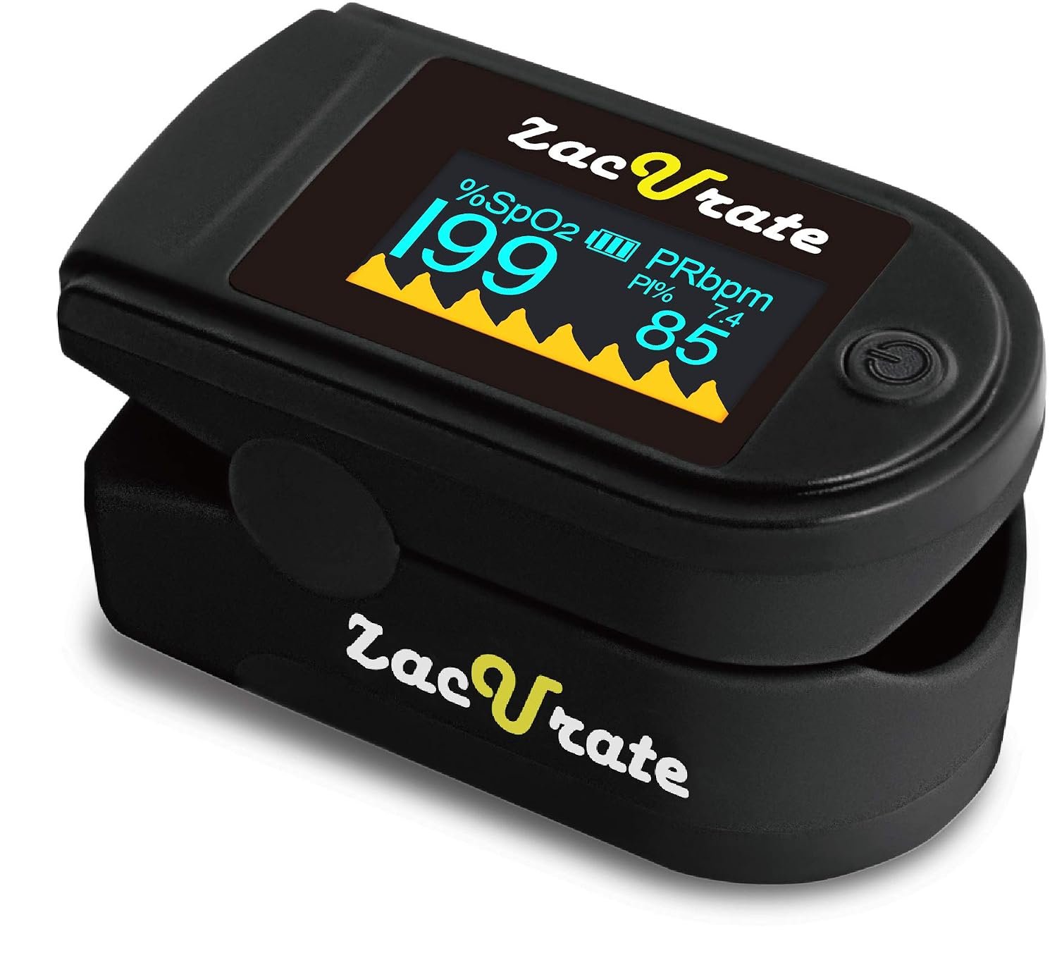 Zacurate 500 Series Fingertip Pulse Oximeter Blood Oxygen Saturation Monitor with Silicon Cover, Batteries and Lanyard (Mystic Black – OLED)
