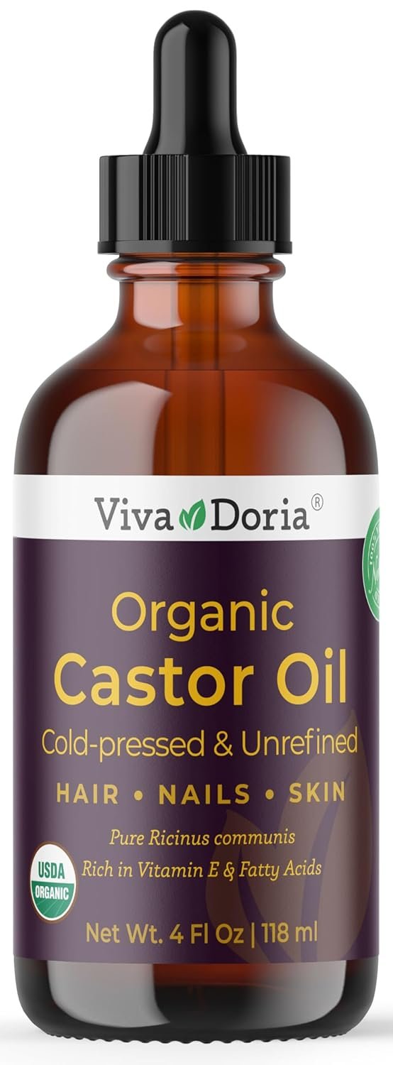 Viva Doria Organic Castor Oil, for Hair & Skin Care, 4 Fl Oz