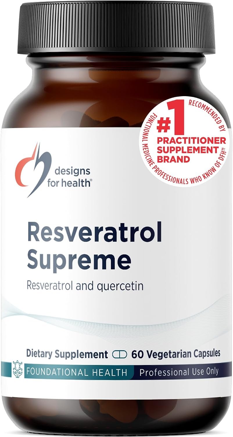 Designs for Health Resveratrol Supreme – Trans Resveratrol from Japanese Knotweed + Quercetin – Healthy Aging + Cardiovascular Support Supplement, Non-GMO (60 Capsules)