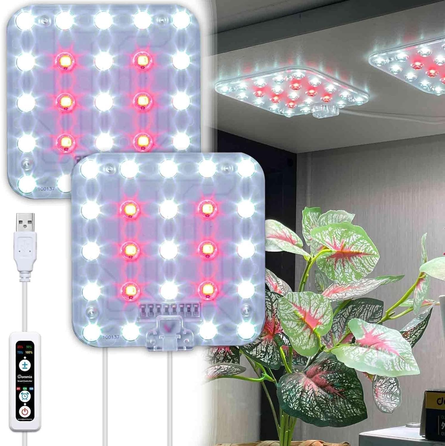 Under Shelf Grow Light, Auto Timer, Dimmable, Bright White, 1-Pack