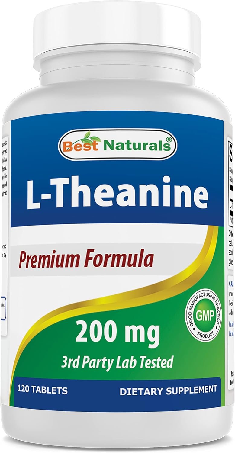 Best Naturals L-Theanine 200mg per Tablet (400mg per 2 Tablets) – Promotes Relaxation Without Drowsiness – 120 Vegetarian Tablets – (120 Count (Pack of 1))