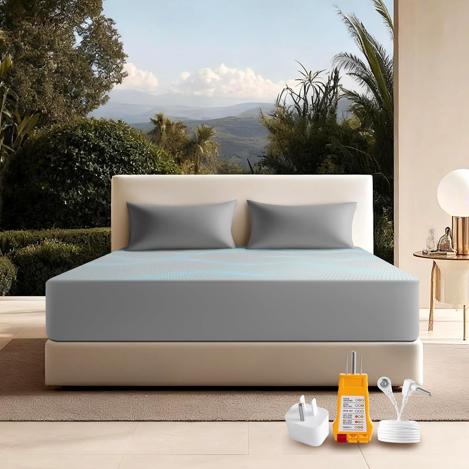 Grounding Sheet King Size-90% Organic Cotton & 10% Silver Fiber, Deep Pocket 18″ Design, Soft & Conductive, for Better Sleep & Stress Relief Earth Ground Bedding(Grey,78″x80″x18″)