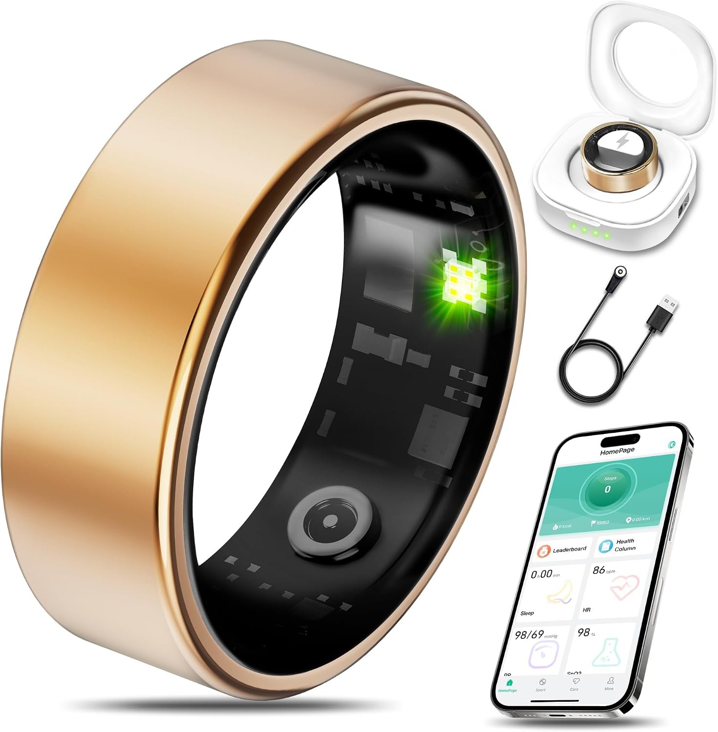Smart Health Ring Fitness Tracker for Men Women, Rose Gold 8