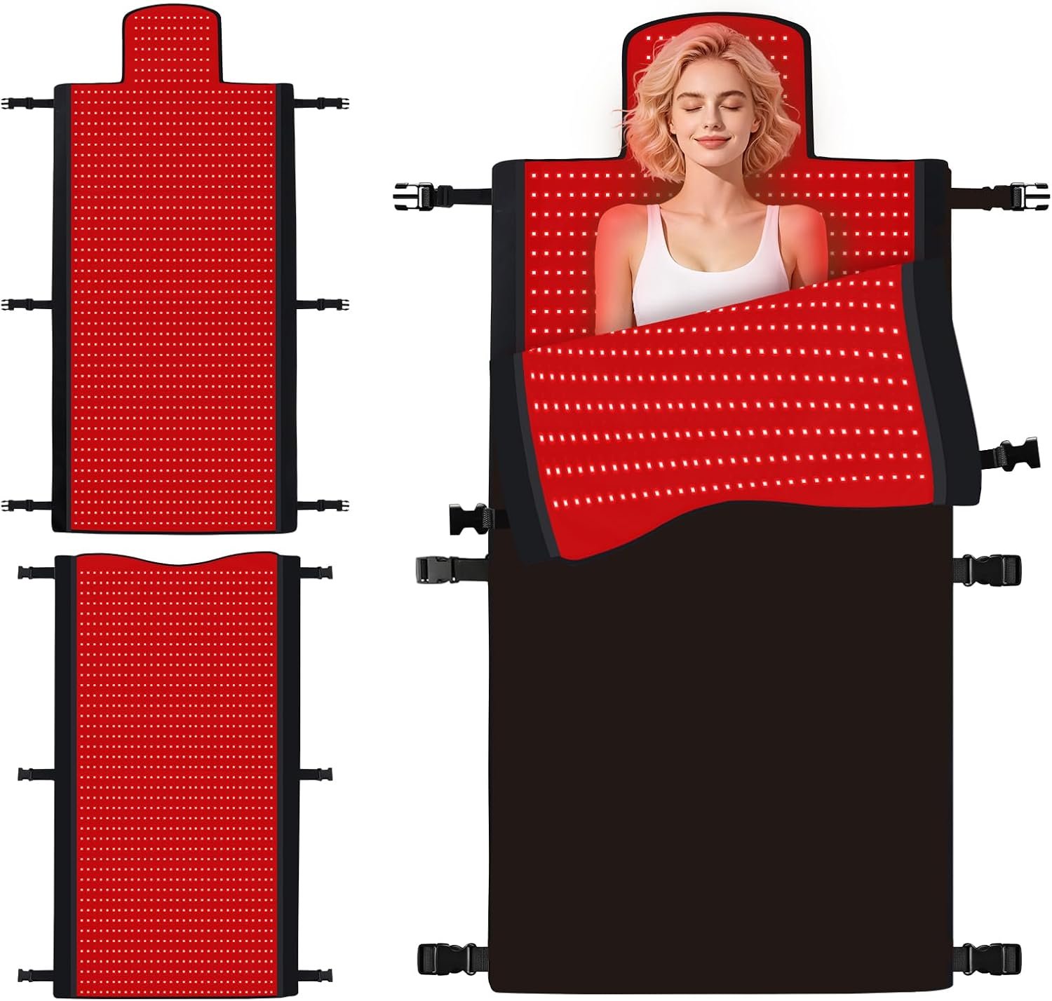 Red Light Therapy Mat Full Body, Red Light Therapy Blanket with 660nm & 850nm, Whole Red Light Therapy Pad with Timer Controller Pulse Modes for Home Use, 74.6” X 33.3”