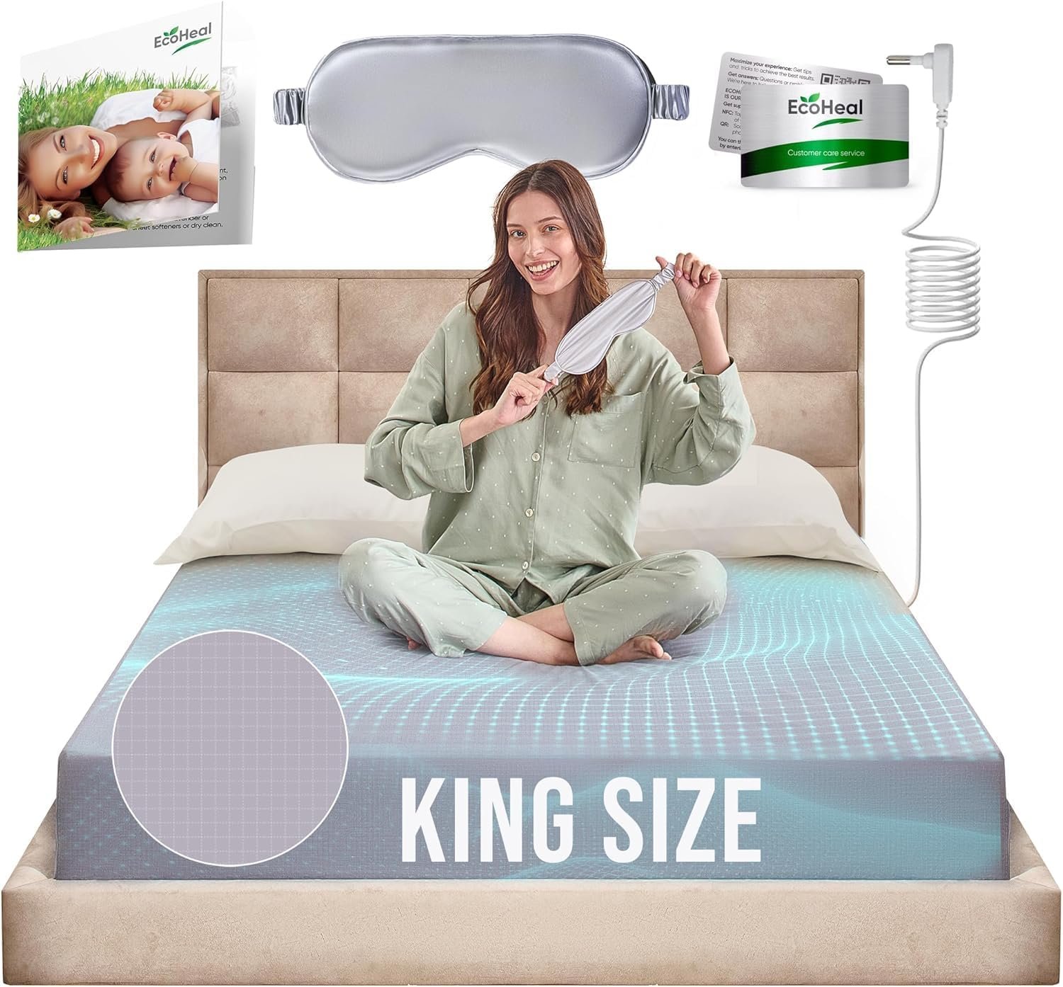 Earth Grounding Sheets King Size with 12% Silver Fiber & 4% Silk & 84% Cotton – Gray – Quality Certified Grounded Well Bed Sheet – Conductive Fitted Sheet for Better Sleep