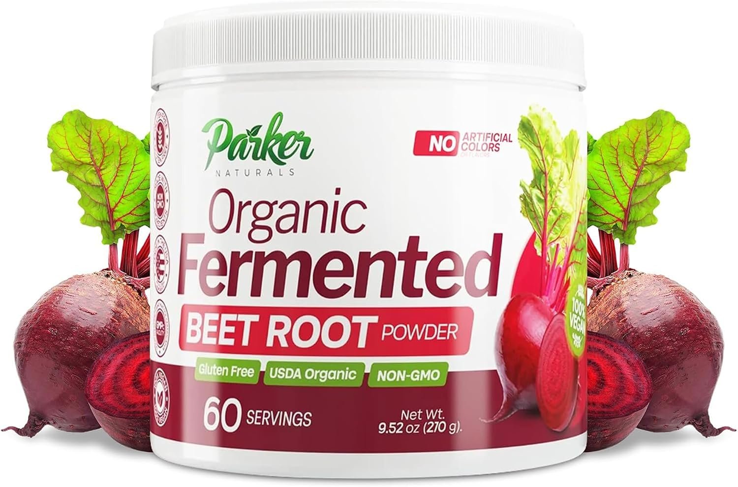 Parker Naturals Organic Fermented Beet Root Powder, 9.52 oz, 60 Servings