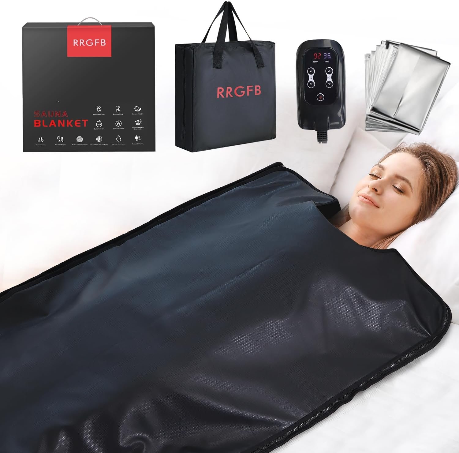 Infrared Sauna Blanket,Relax & Spa, 6 ft x 2.6 ft, Oxford, Black
