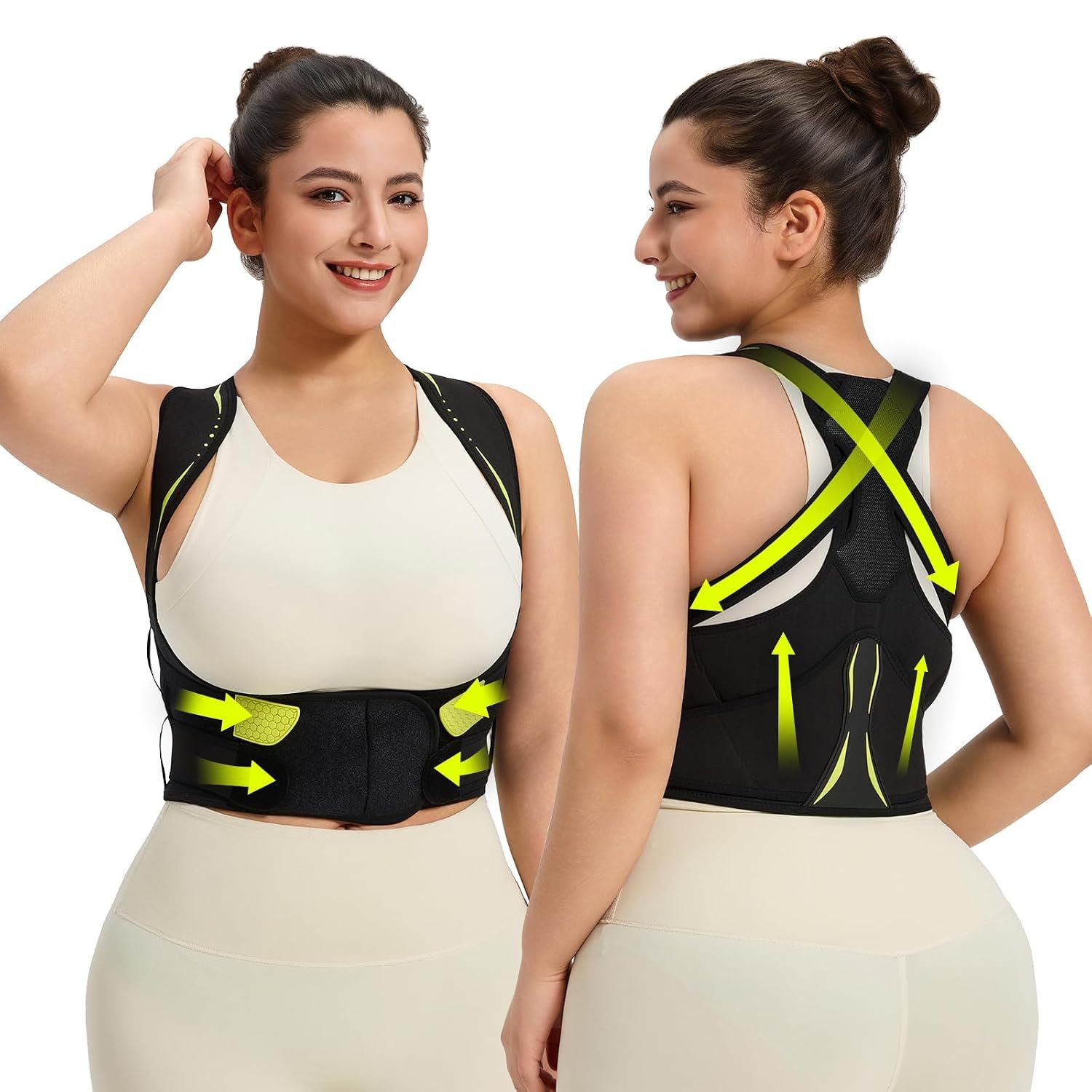 AOFIT Posture Corrector for Women, Adjustable Upper Back Brace Black L