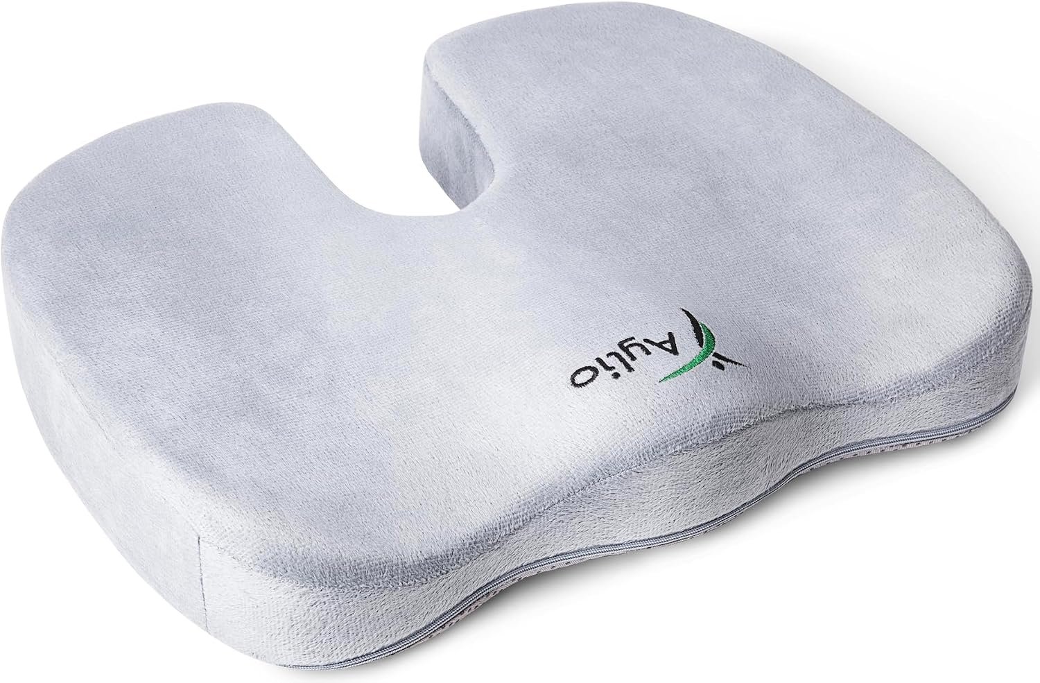 Aylio Coccyx Seat Cushion for Tailbone Pain & Sciatica – U-Cutout Suspends the Tailbone, Nothing Touches It – Firm Foam that Won’t Flatten – Washable Cover – Office Chair, Car, Wheelchair (Gray)