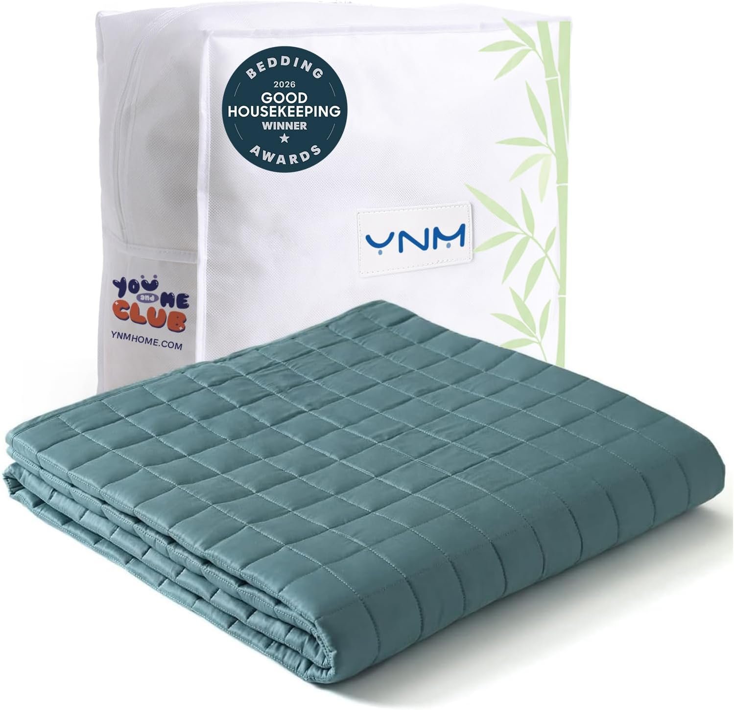 YnM Cooling Weighted Blanket for Adults, 20lbs Heavy Bed Throw for One Person of 190lbs, Perfect for Hot Sleepers or Warm Climates with Rayon/Glass Beads(60×80 Inches, Queen Bed, Sea Grass)
