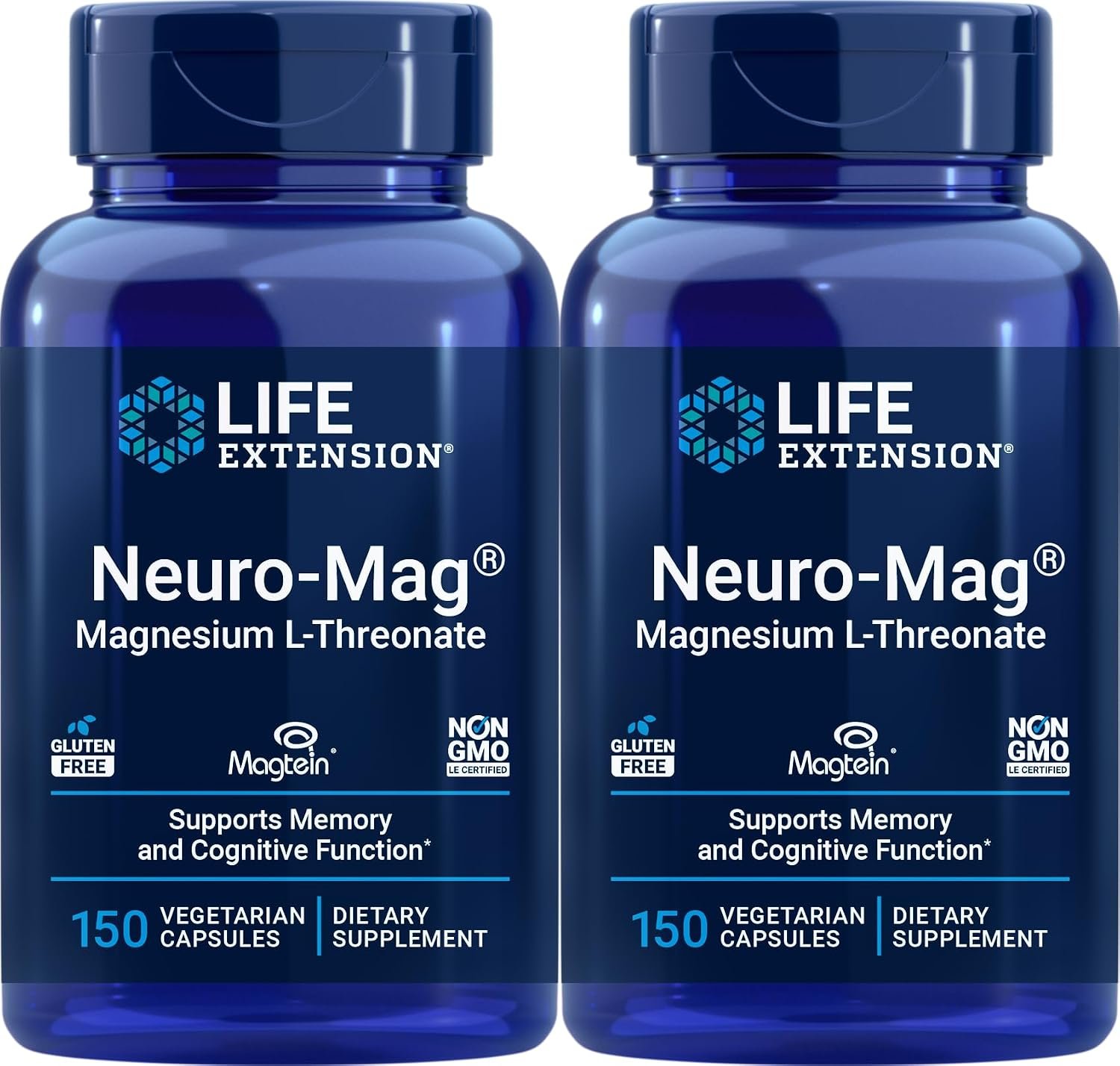 Life Extension Neuro-Mag Magnesium L-Threonate, 150 Veg Caps (Pack of 2)