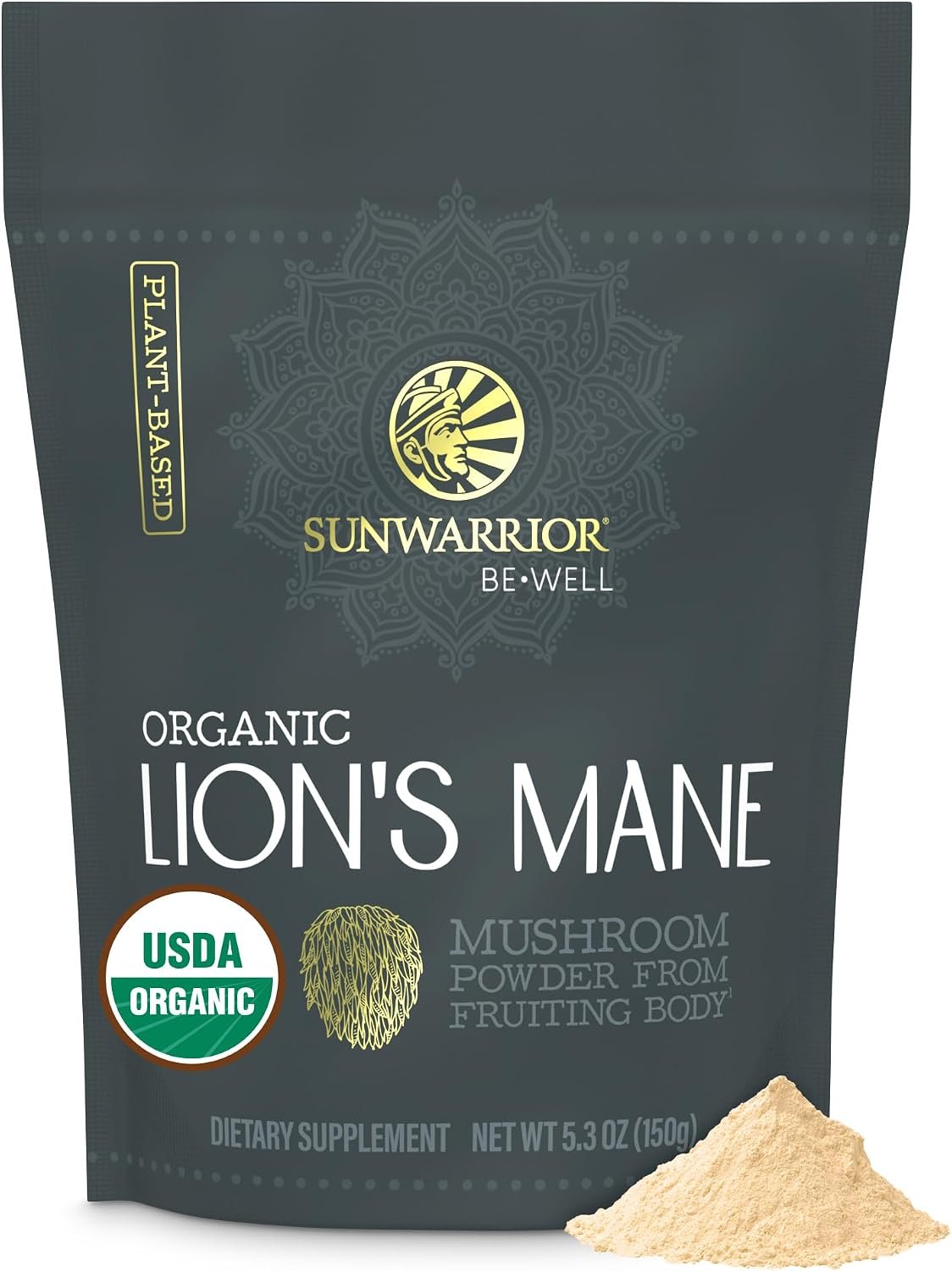 Organic Lion’s Mane Mushroom Powder Lions Mane Supplement 60 Servings Pouch
